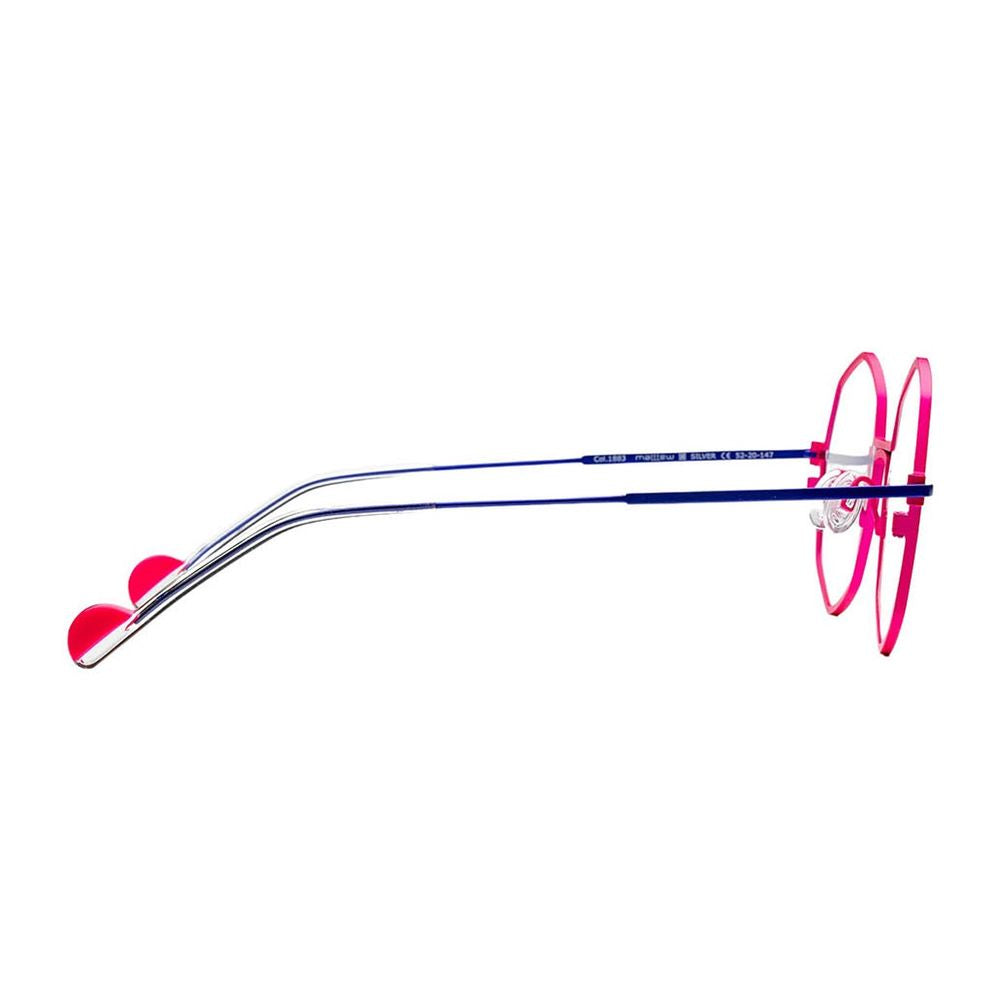 Silver Hexagonal Frame Sunglasses In Matte Fuchsia Titanium