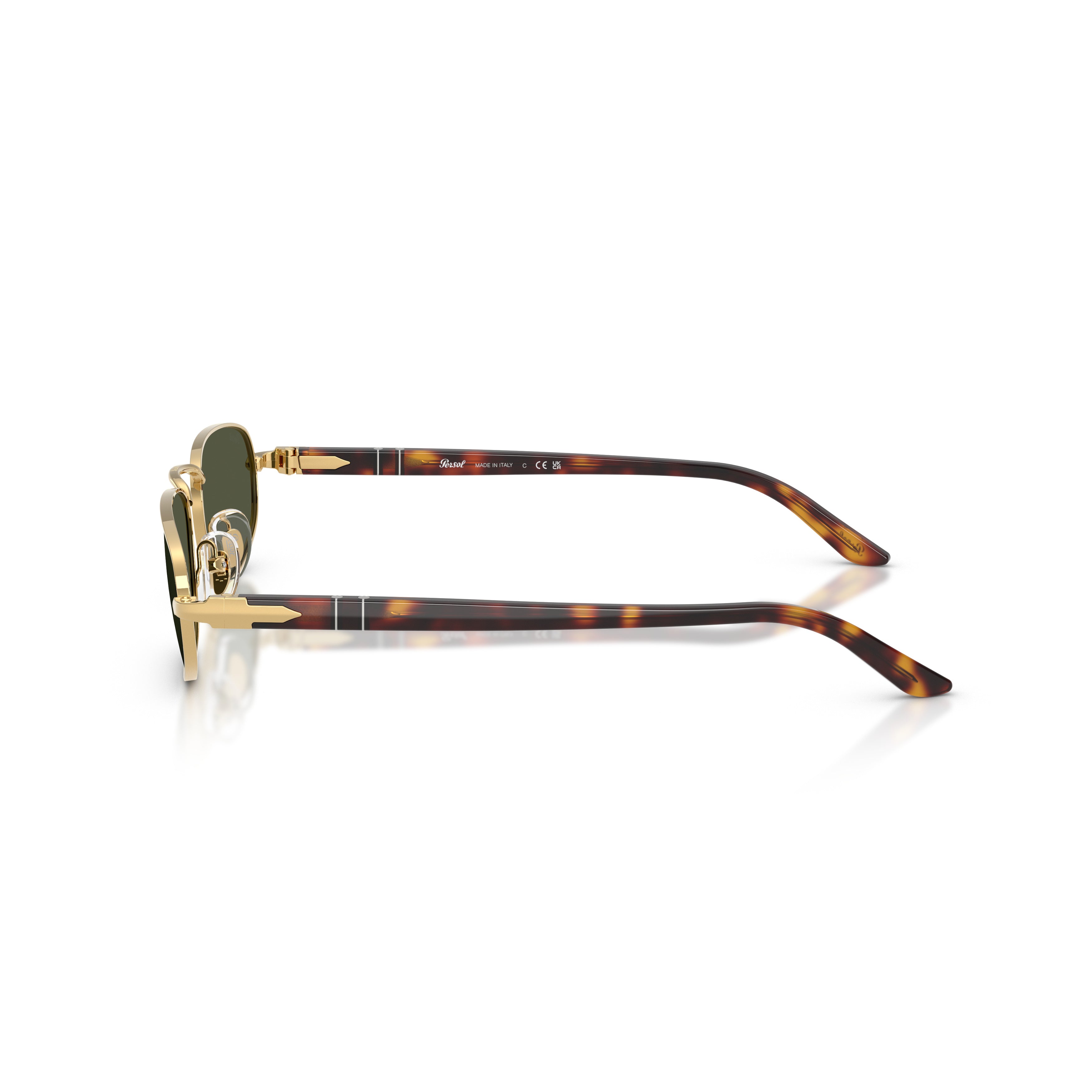 0po1028s Rectangular Gold Frame Sunglasses with Tortoiseshell Temples