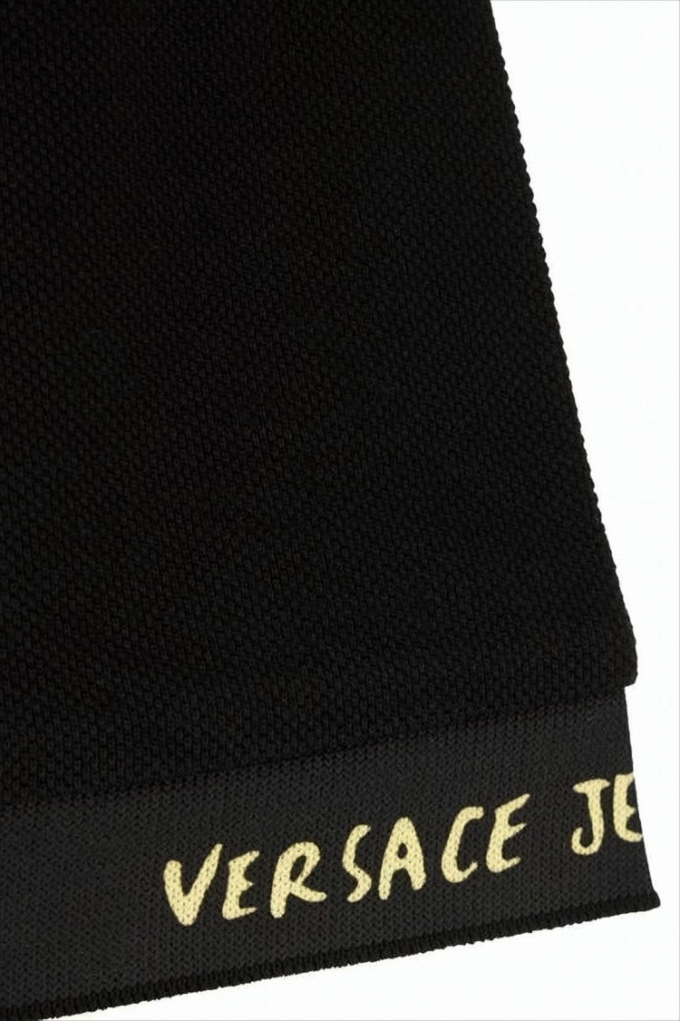 Short-Sleeve Black Polo Shirt with Gold Detailing