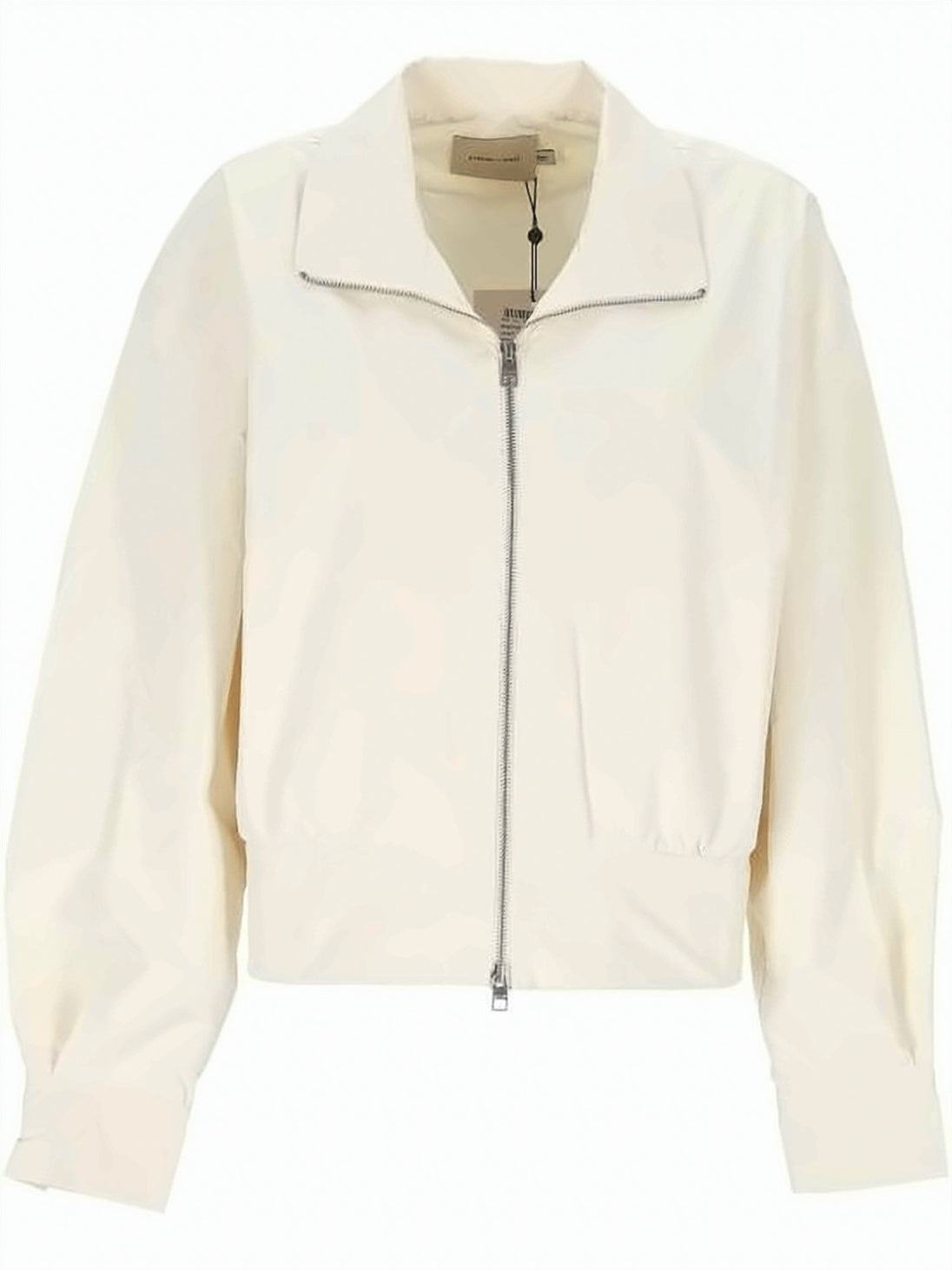 Cropped Jacket with Front Zipper and Adjustable Waistband