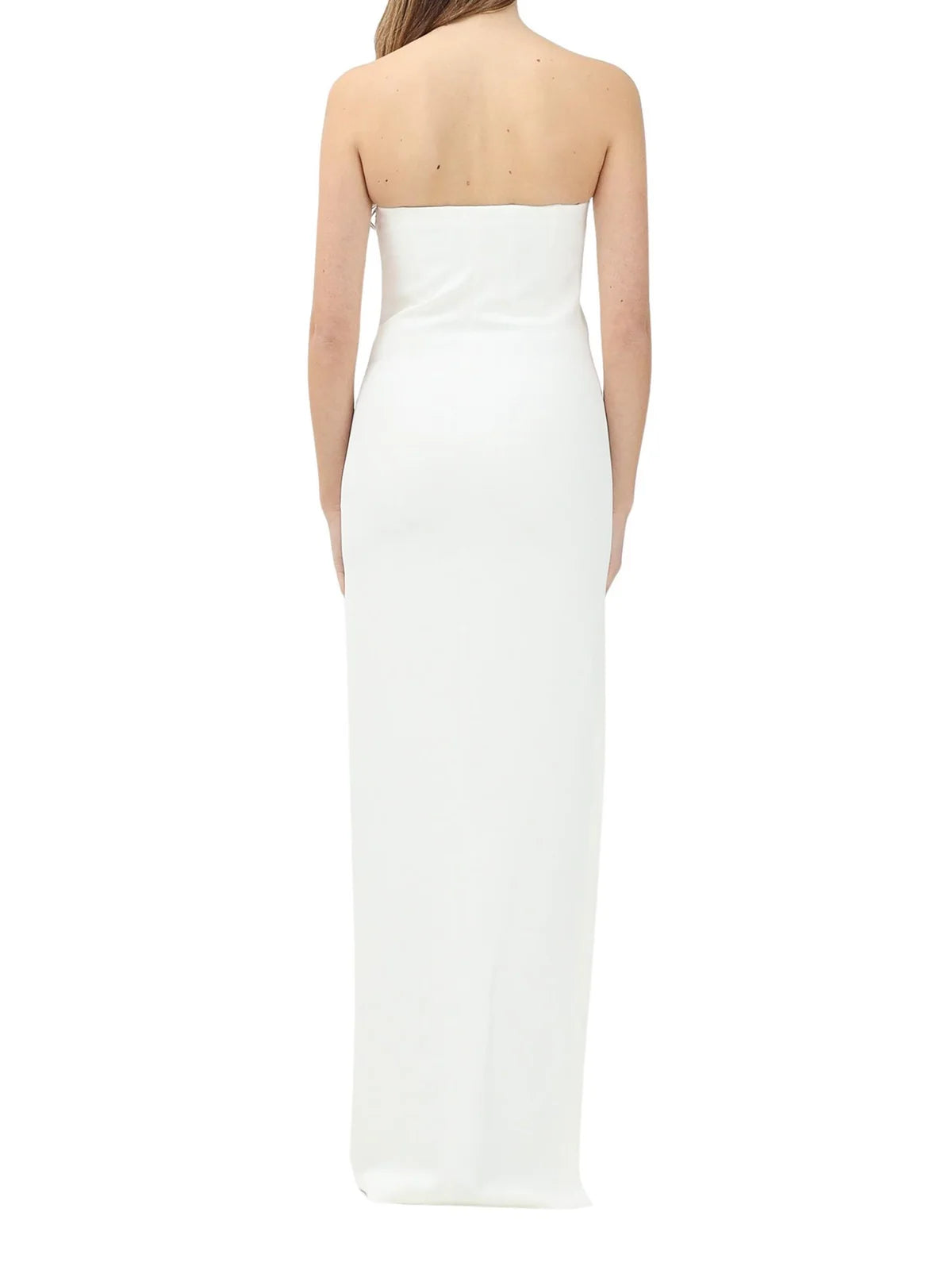 White Polyester Elastane Long Dress