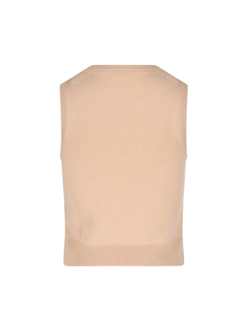 Cashmere Tank Top With Ribbed Finishes And Straight Hem