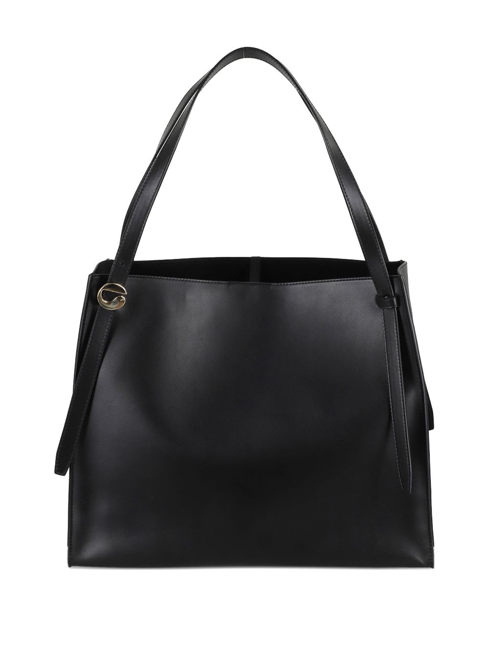 Structured Black Handbag With Gold-Tone Logo Detail