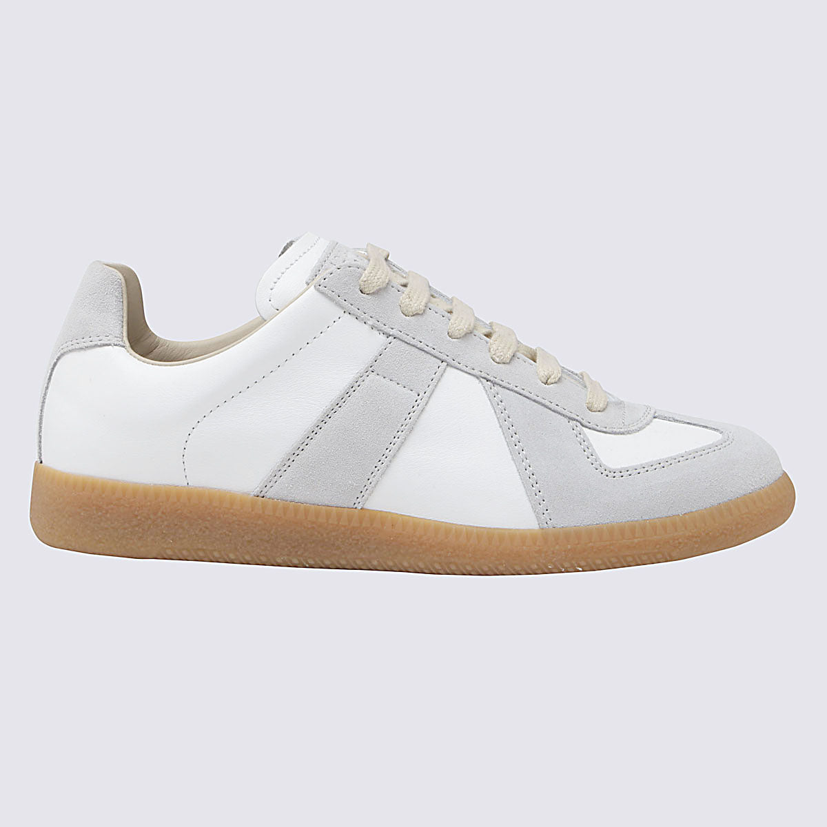 White And Grey Leather Replica Sneakers