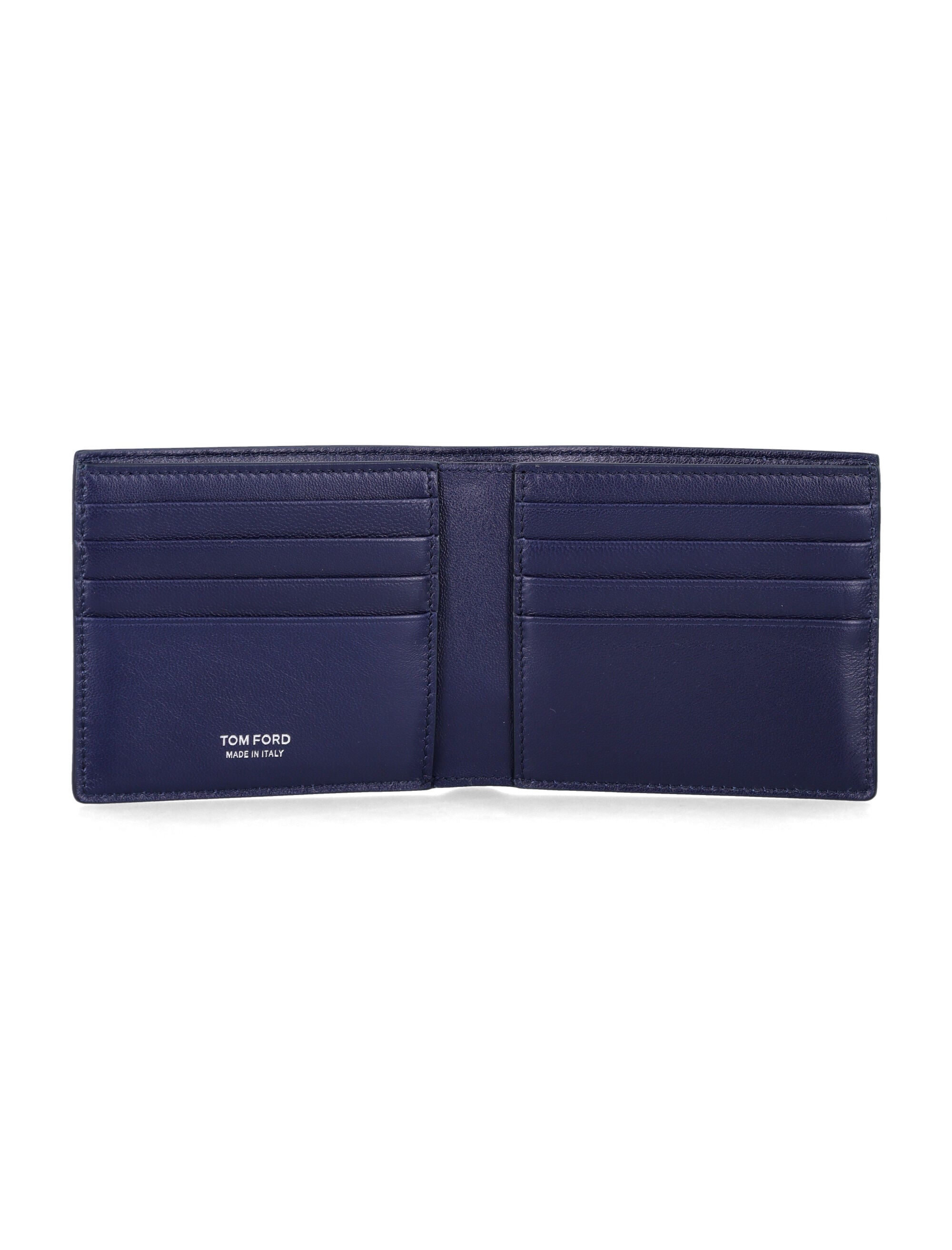 Blue Croc-Effect Leather Bi-Fold Wallet