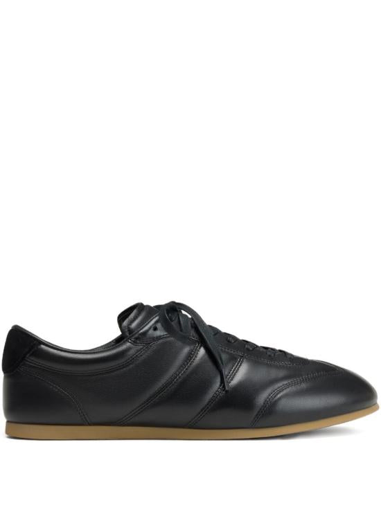 Low-Profile Leather Sneakers With Nylon Accents