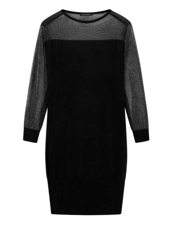 Fitted Mini Dress With Sheer Mesh Detailing
