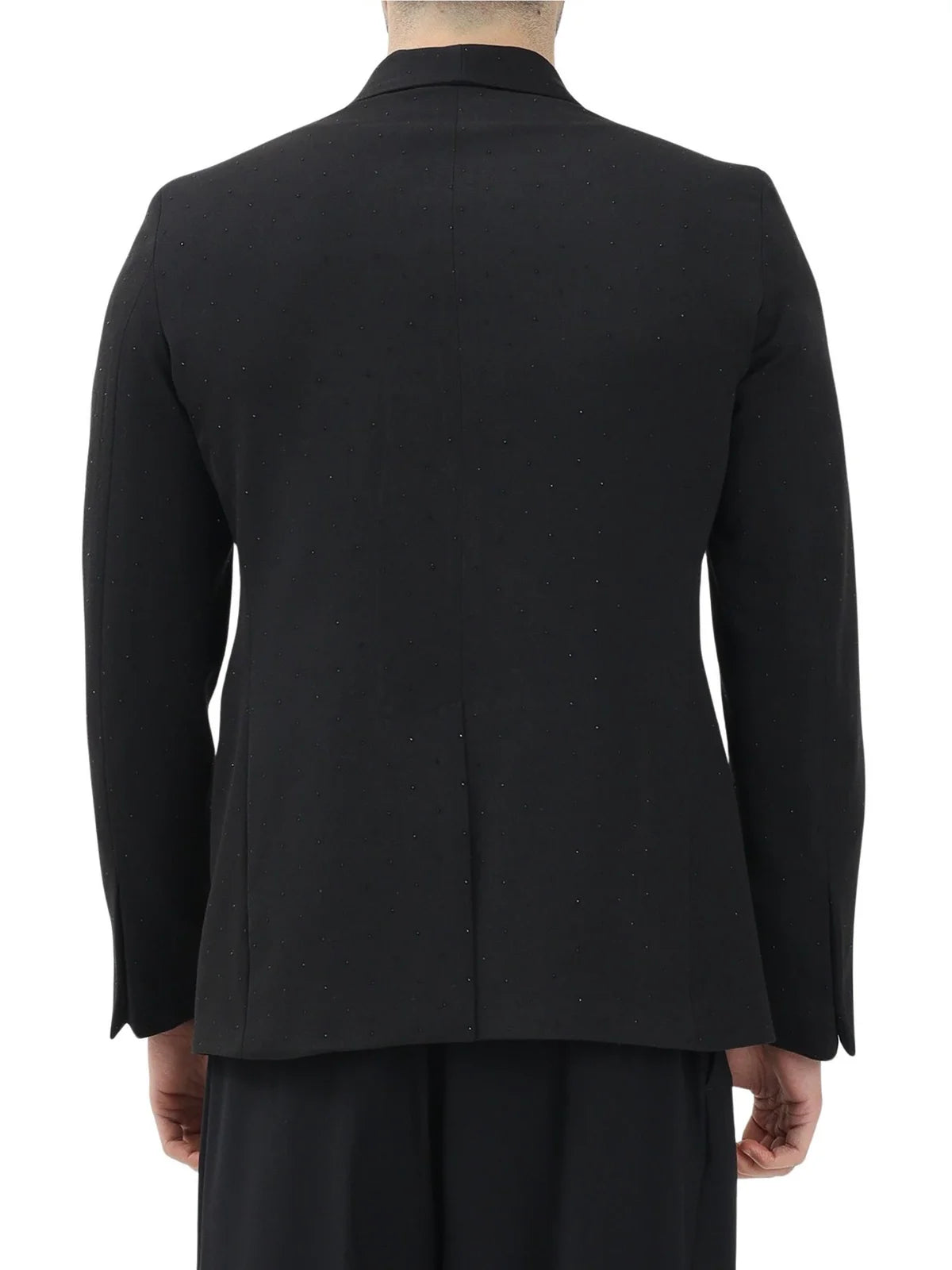 Black Polyester Viscose Spandex Rhinestones Jacket
