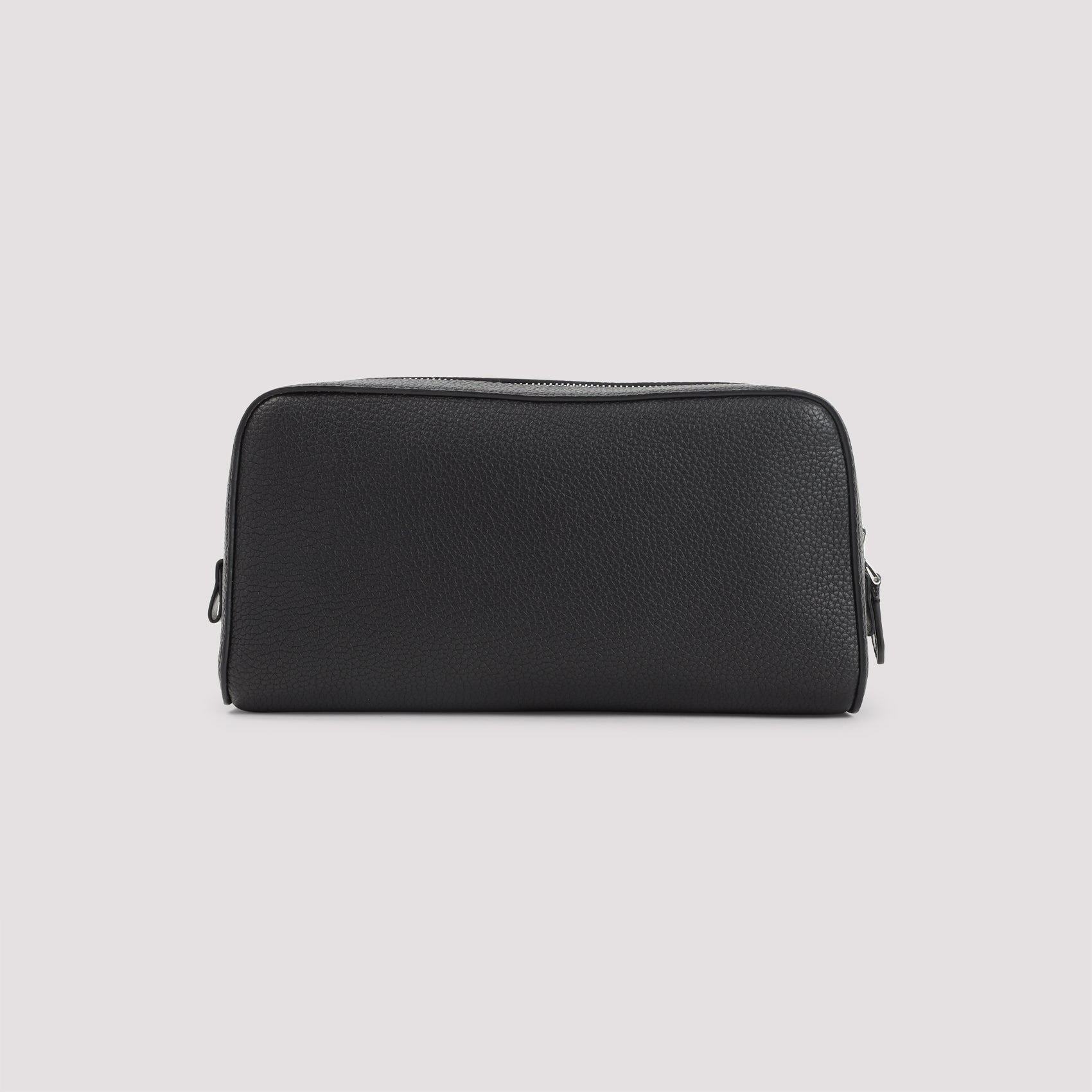 Textured Calf Leather Clutch with Silver Hardware