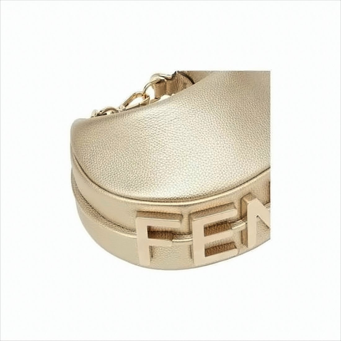 Crescent Shaped Textured Calf Leather Tote Bag with Gold-tone Hardware
