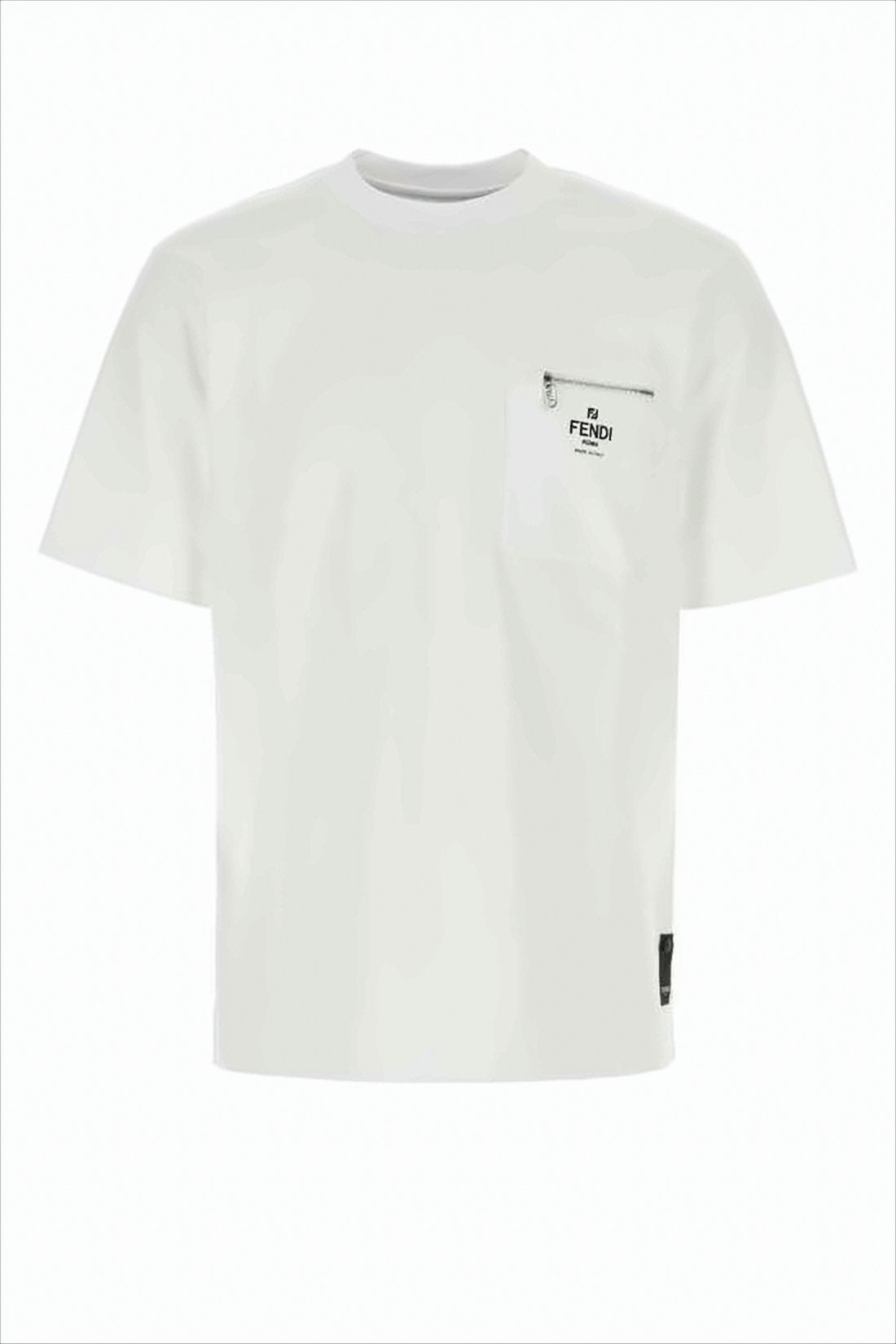 Short-Sleeved White T-Shirt with Zippered Pocket