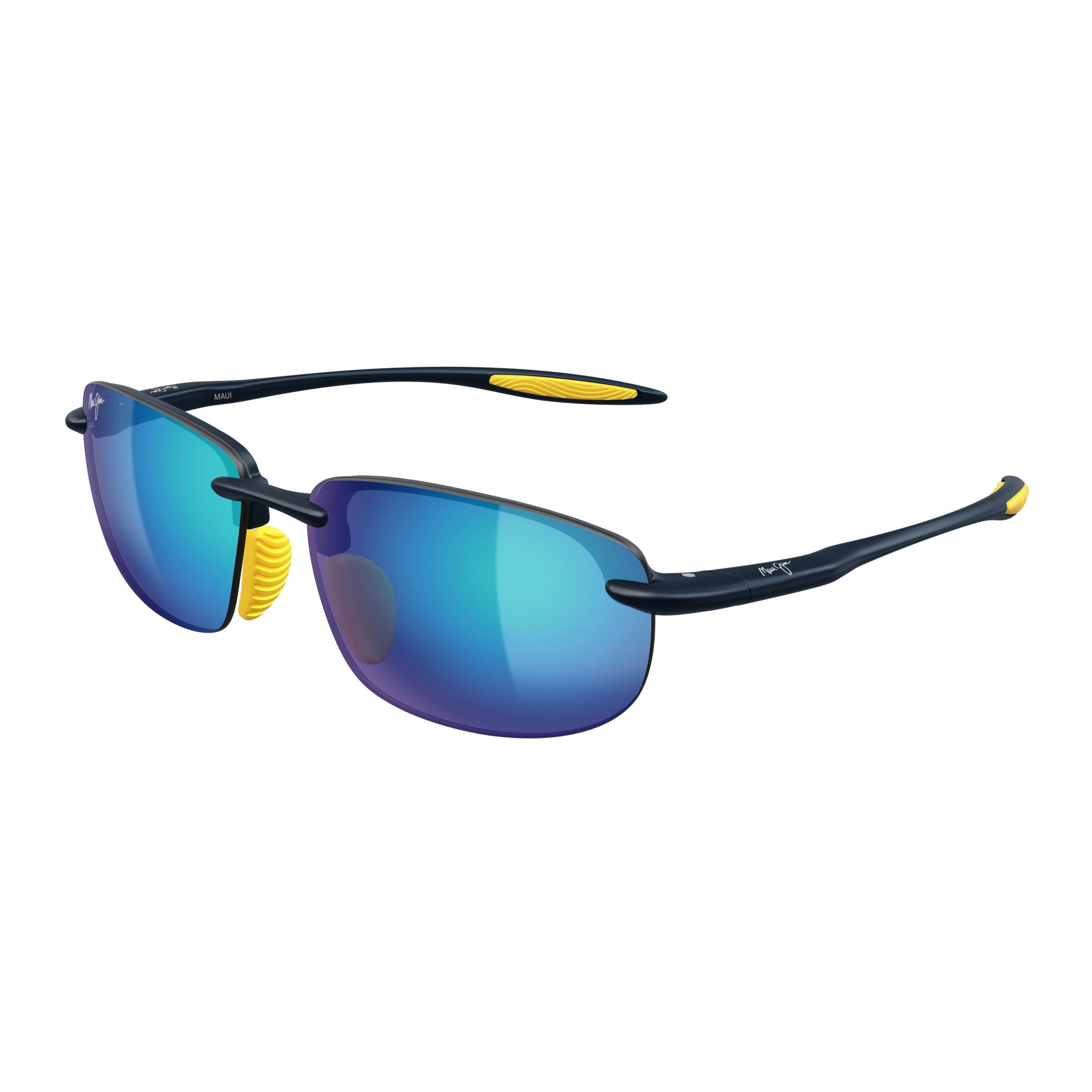 Hookipa Ultra Af Rimless Rectangular Sunglasses with Blue Mirrored Lenses