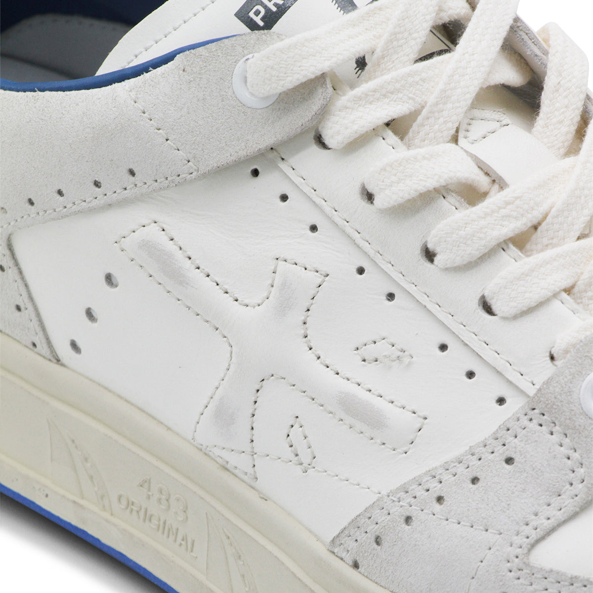 Low-Top White Sneakers with Suede Overlays