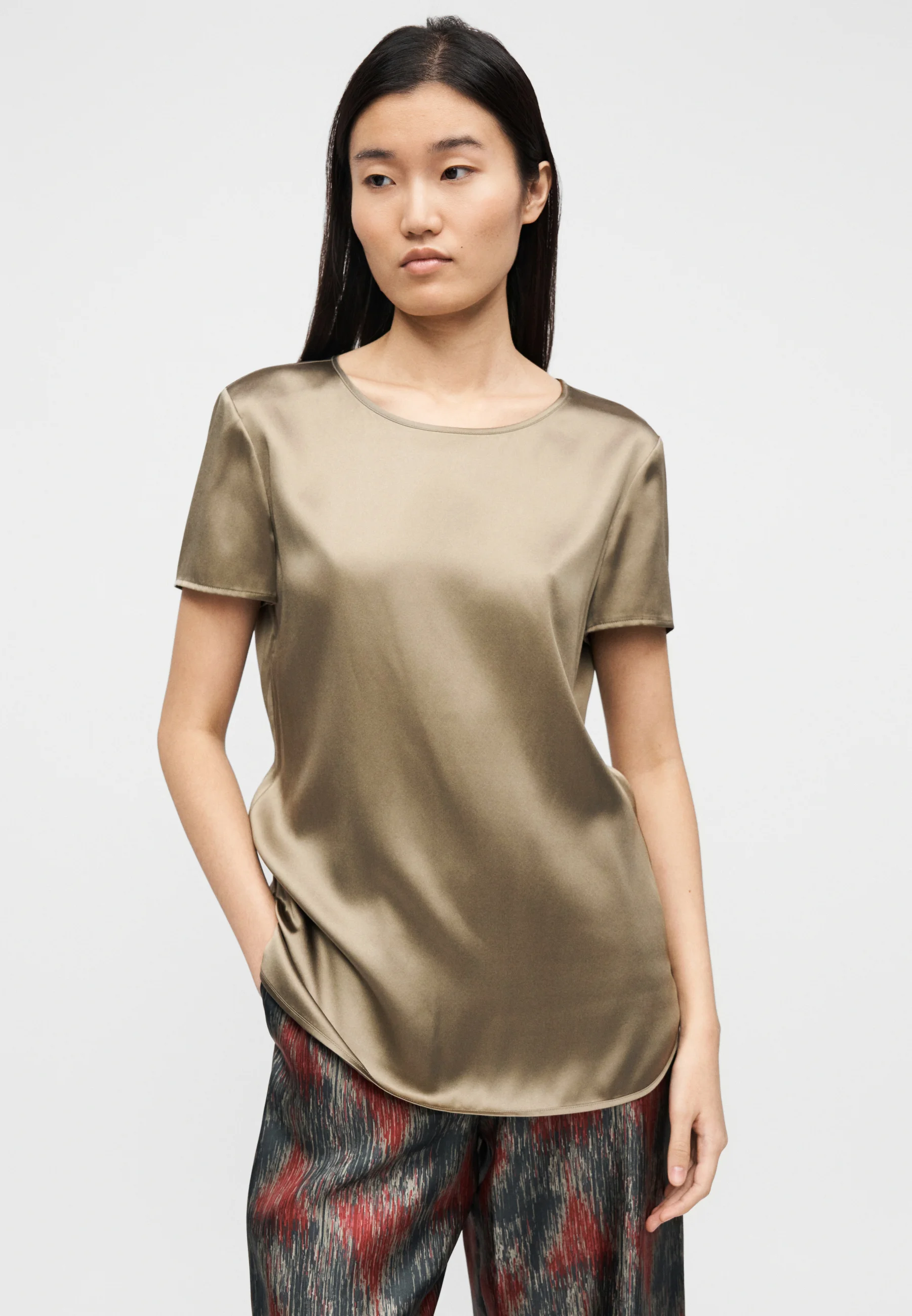 Gray Green Silk Blend Shirt