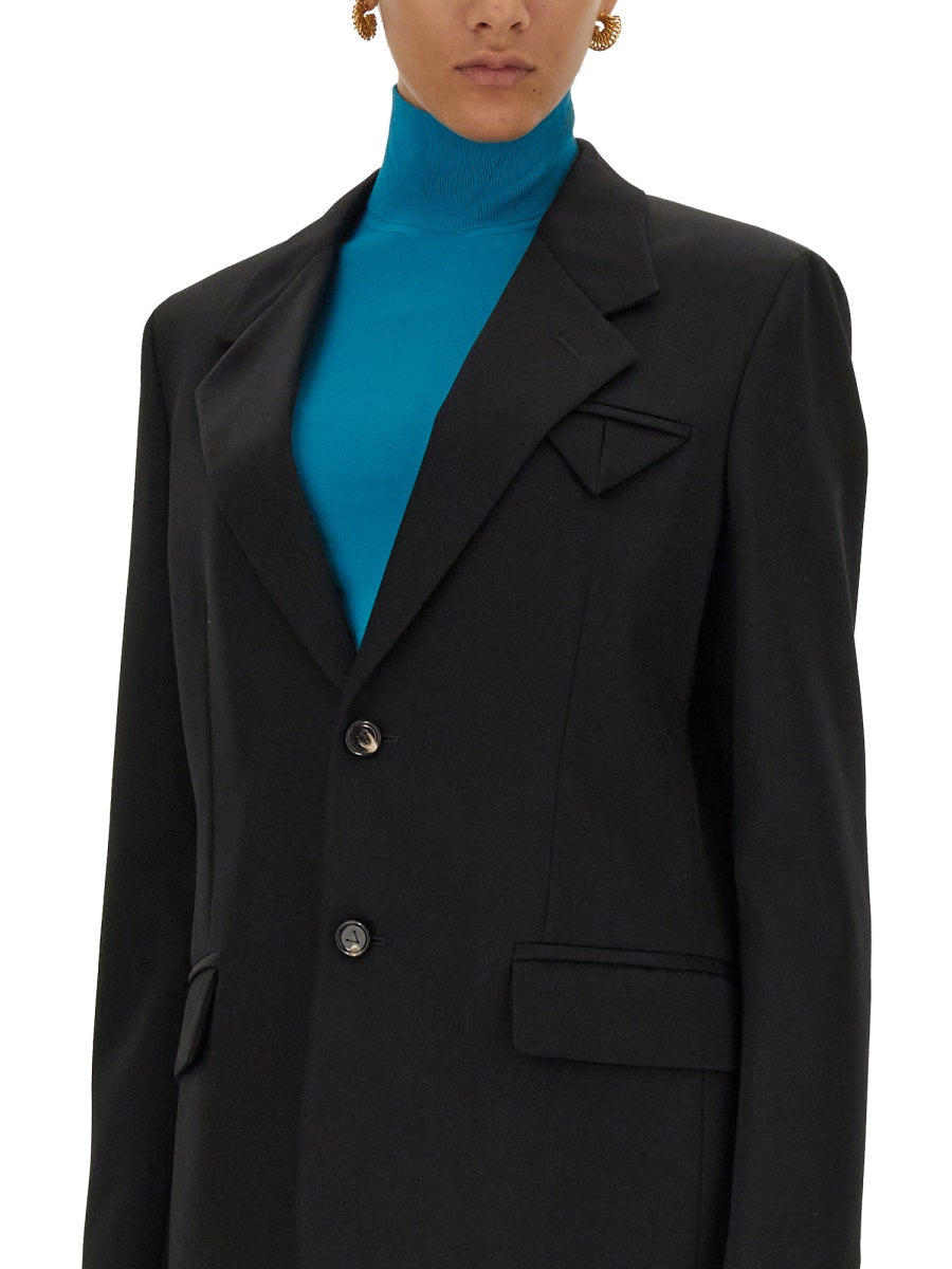 Reversible Single-Breasted Wool Jacket with Distinctive Closure