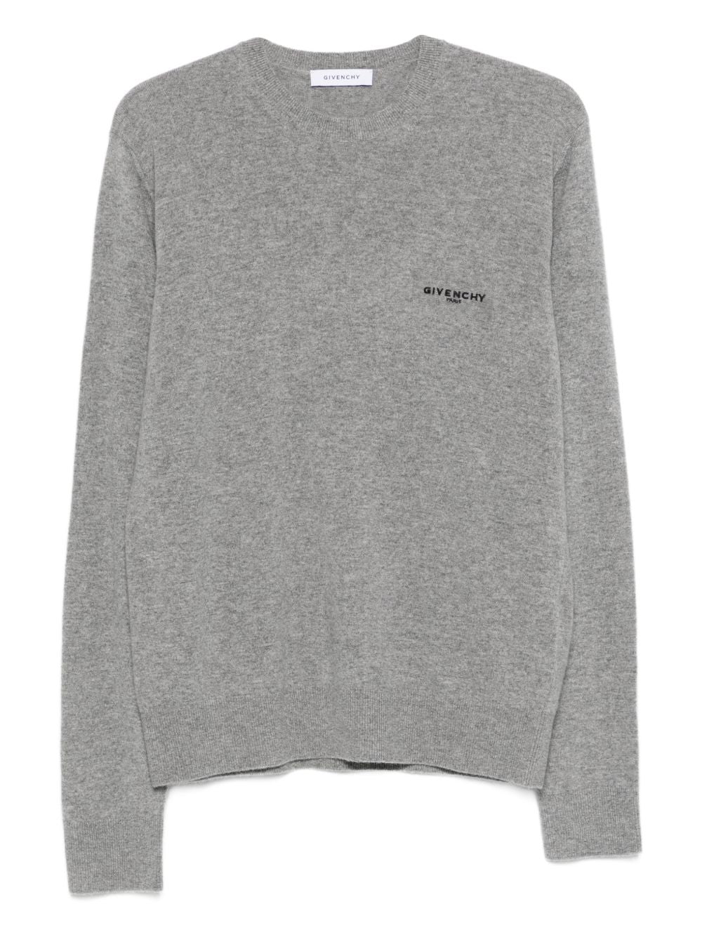 Crew Neck Grey Sweater With Logo Detail