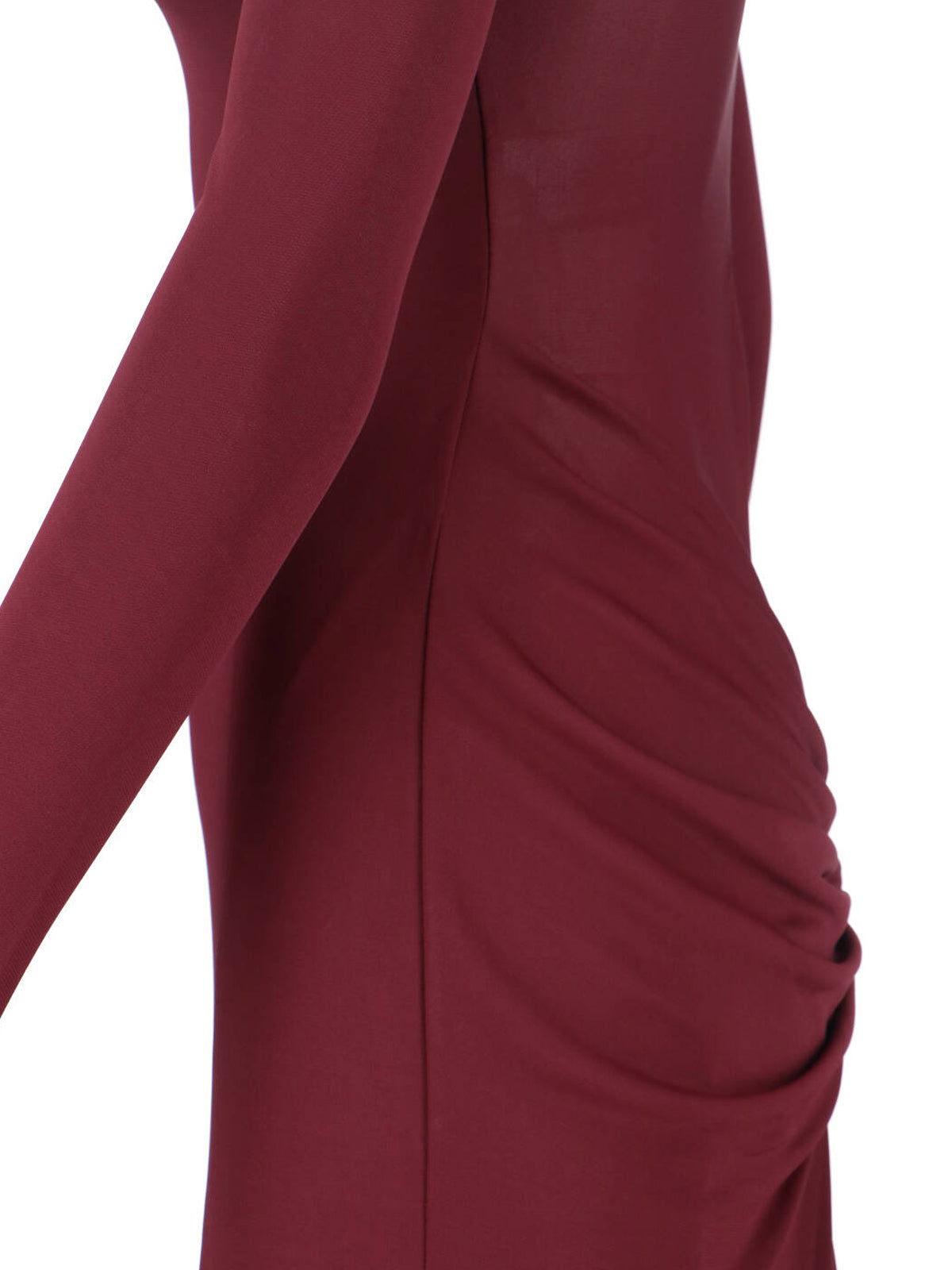 Bordeaux Draped High Neck Maxi Dress
