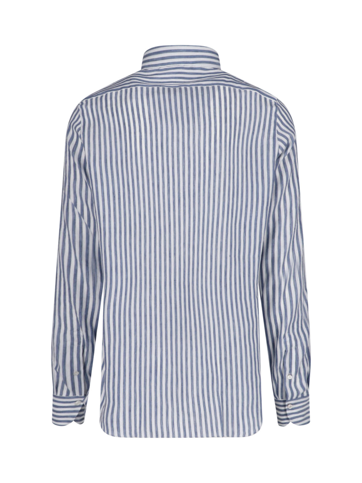 Blue Striped Classic Collar Linen Shirt