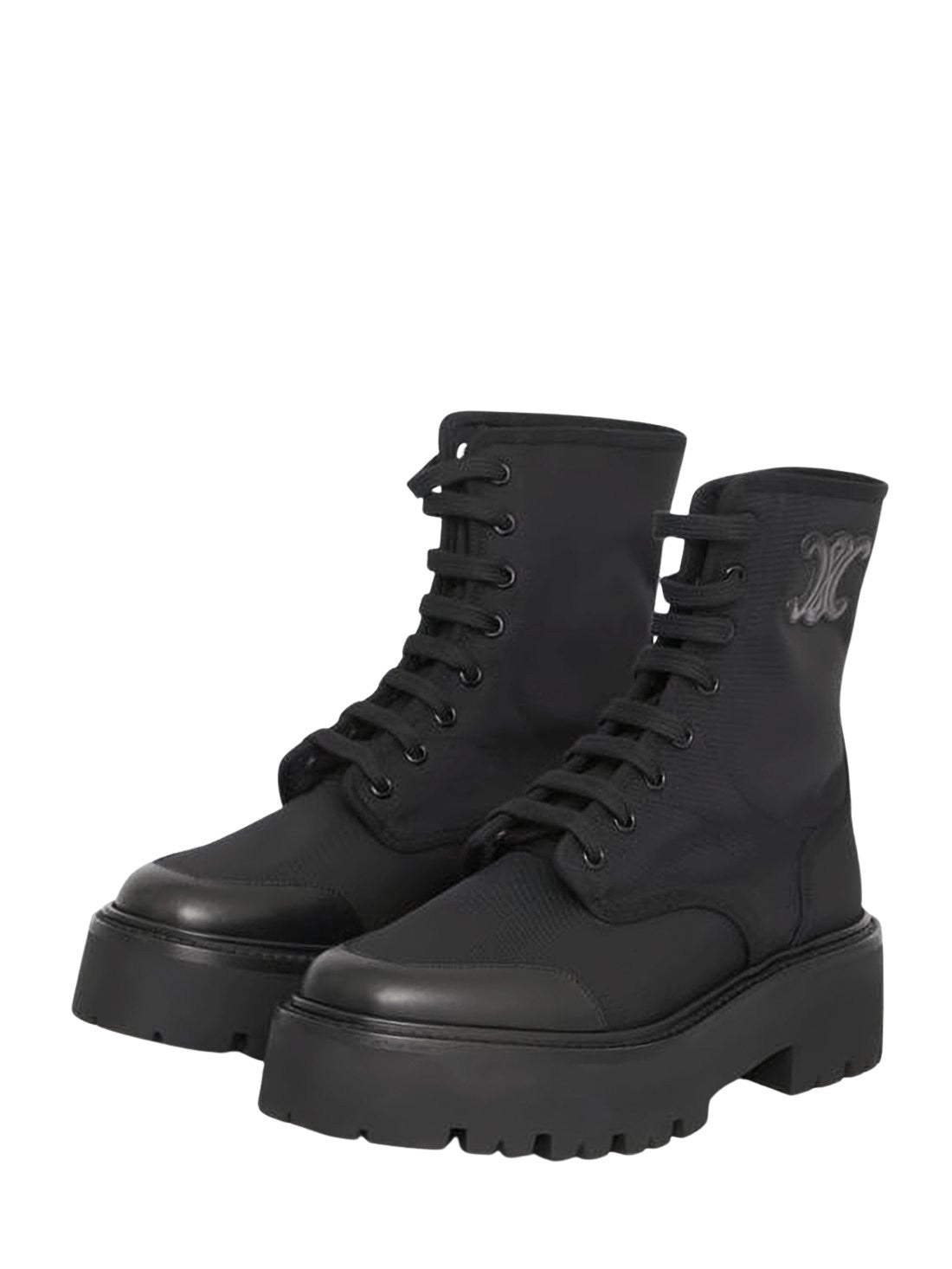 High-Top Lace-Up Boots with Chunky Rubber Sole