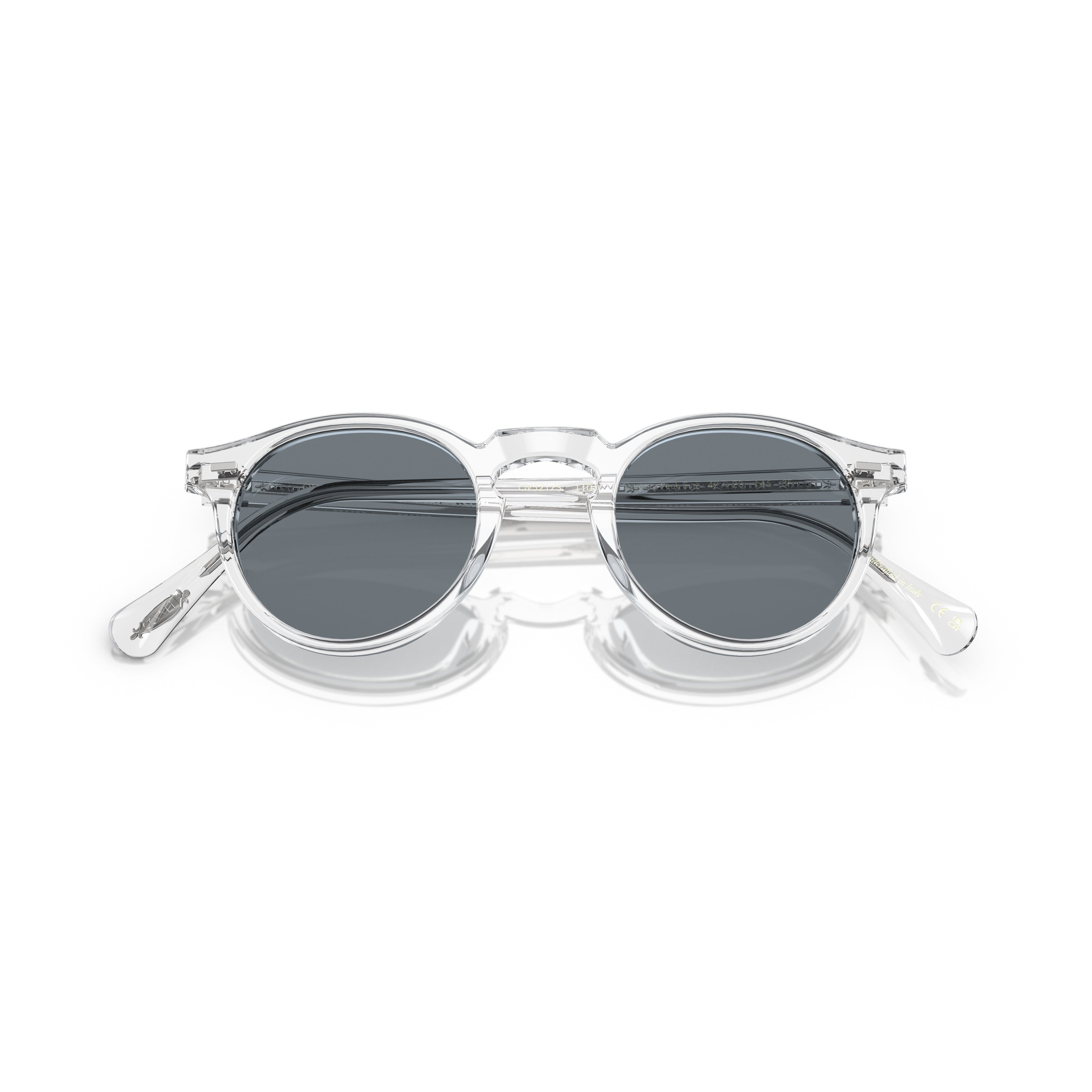 0ov5217s Transparent Acetate Round Sunglasses with Dark Lenses