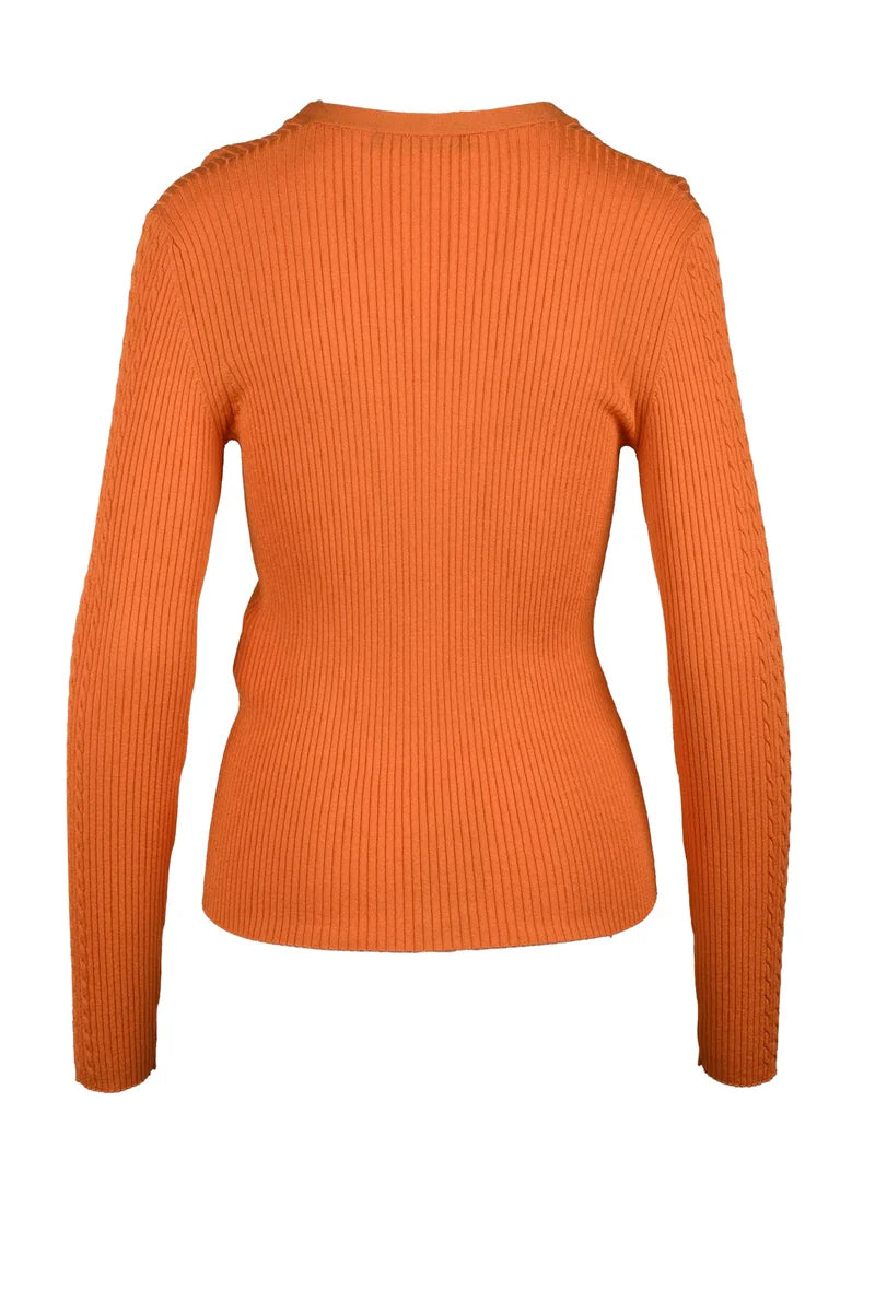Ribbed Cardigan - Orange