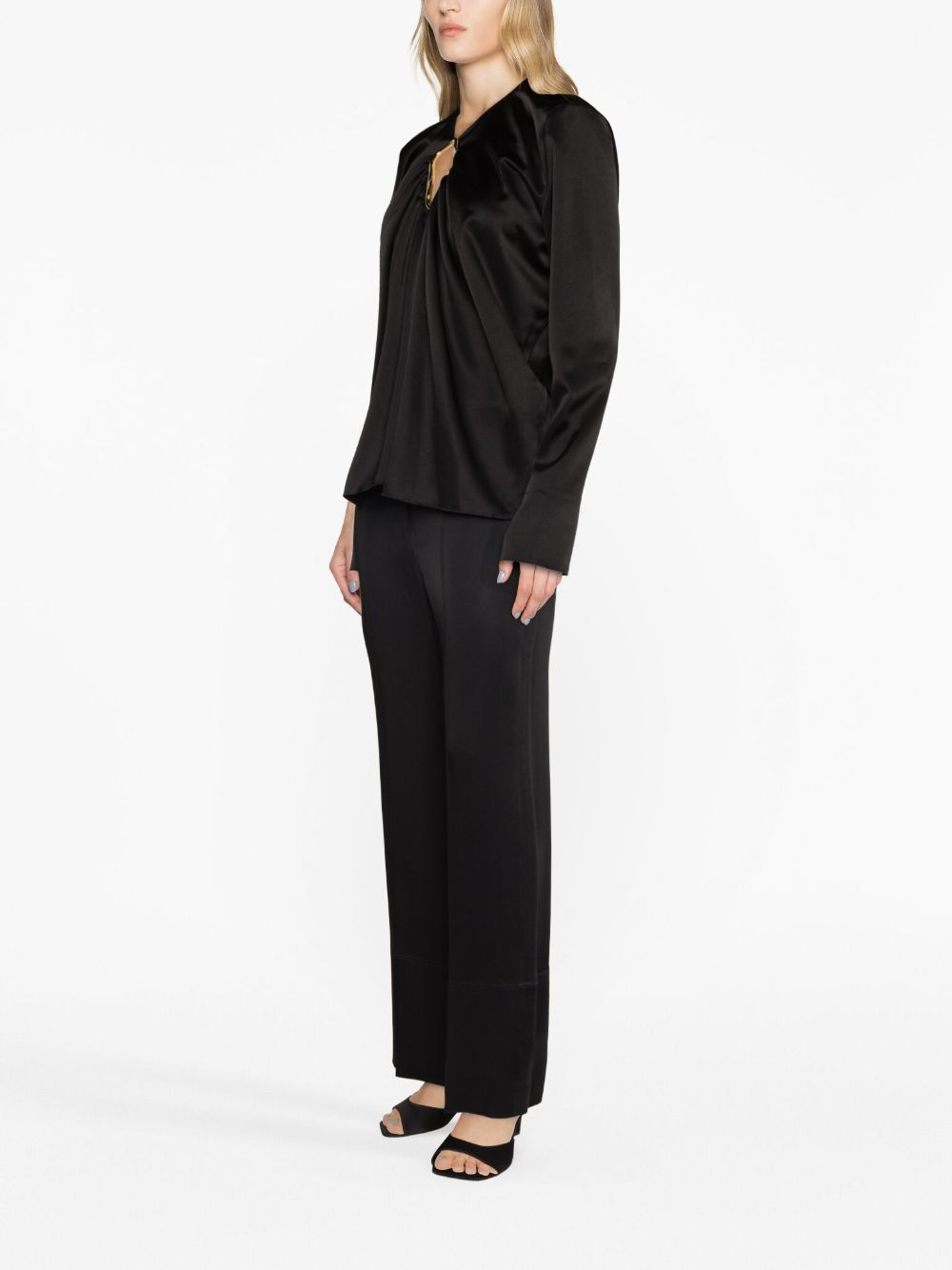 Draped Long-Sleeved Blouse