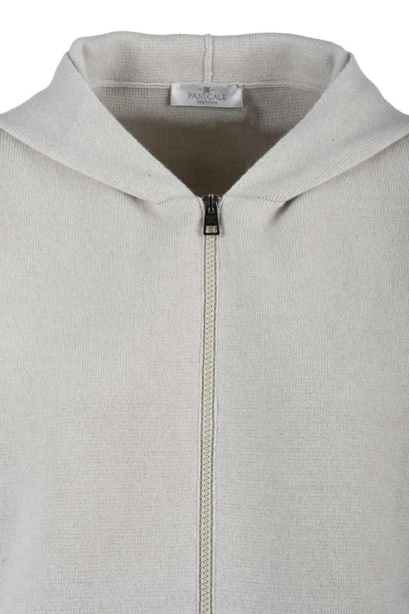 Wool Silk Cashmere Zip Cardigan - Beige