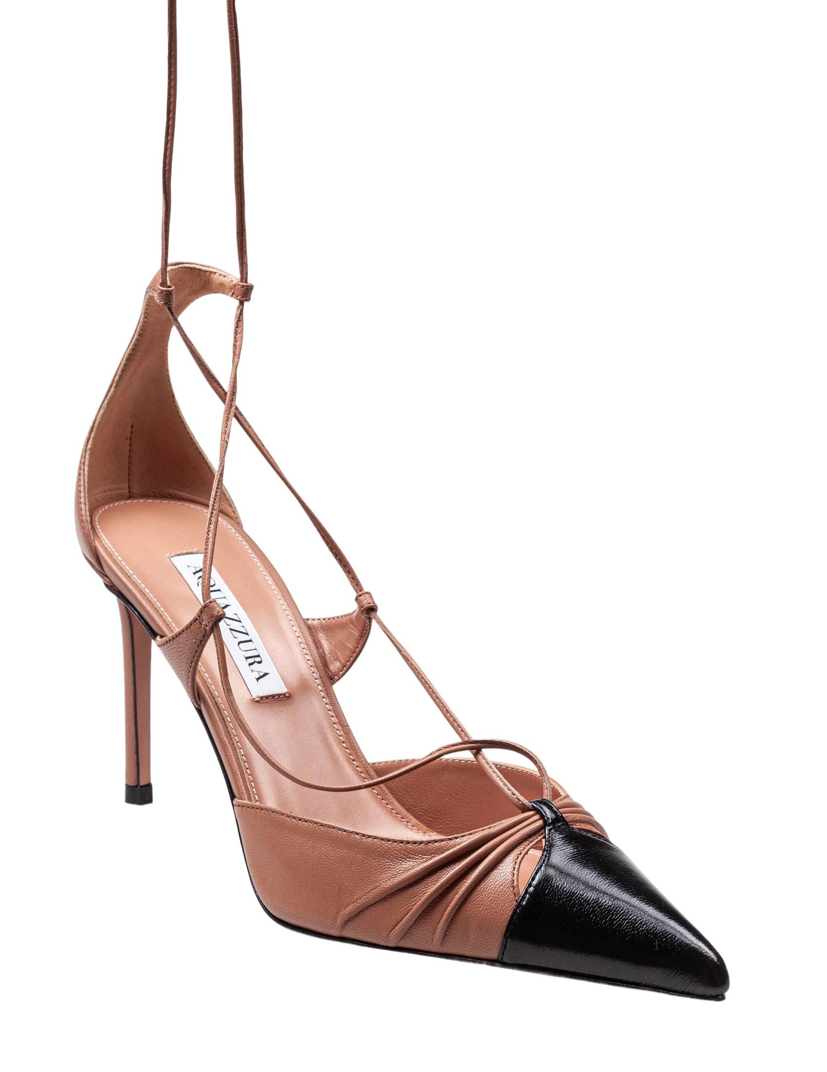 Pink/Black Nappa Leather Decollete' Gabi 85 Pump