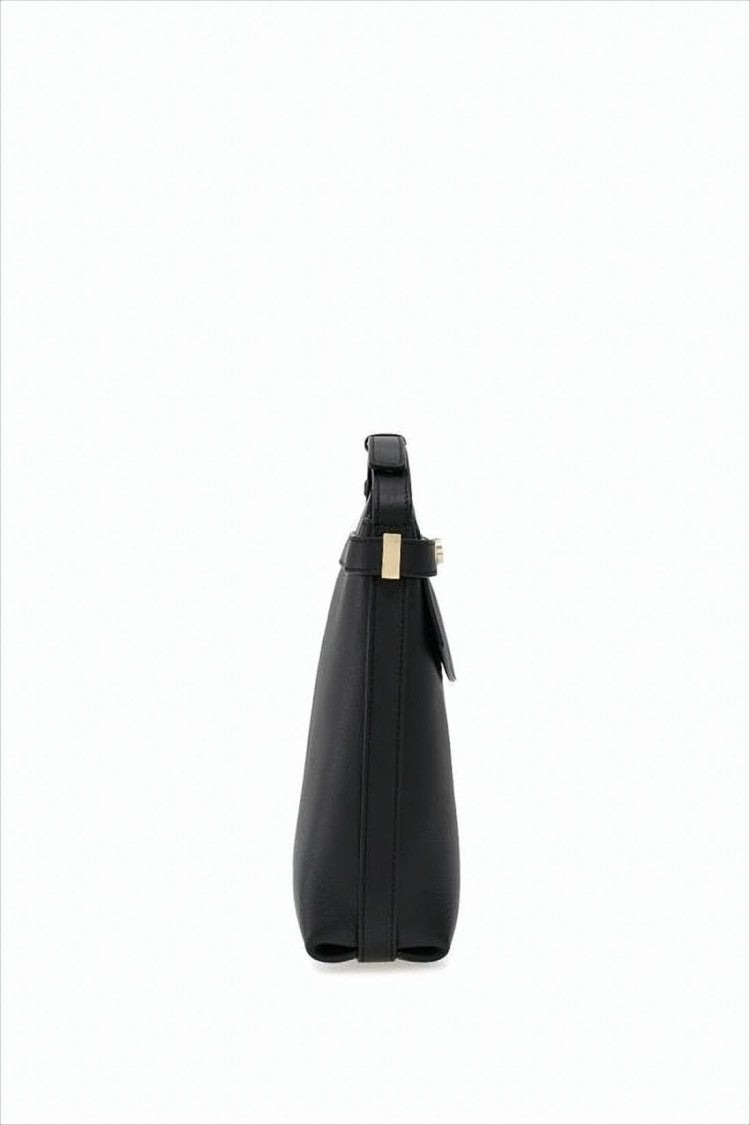 Structured Black Calf Leather Crossbody Bag