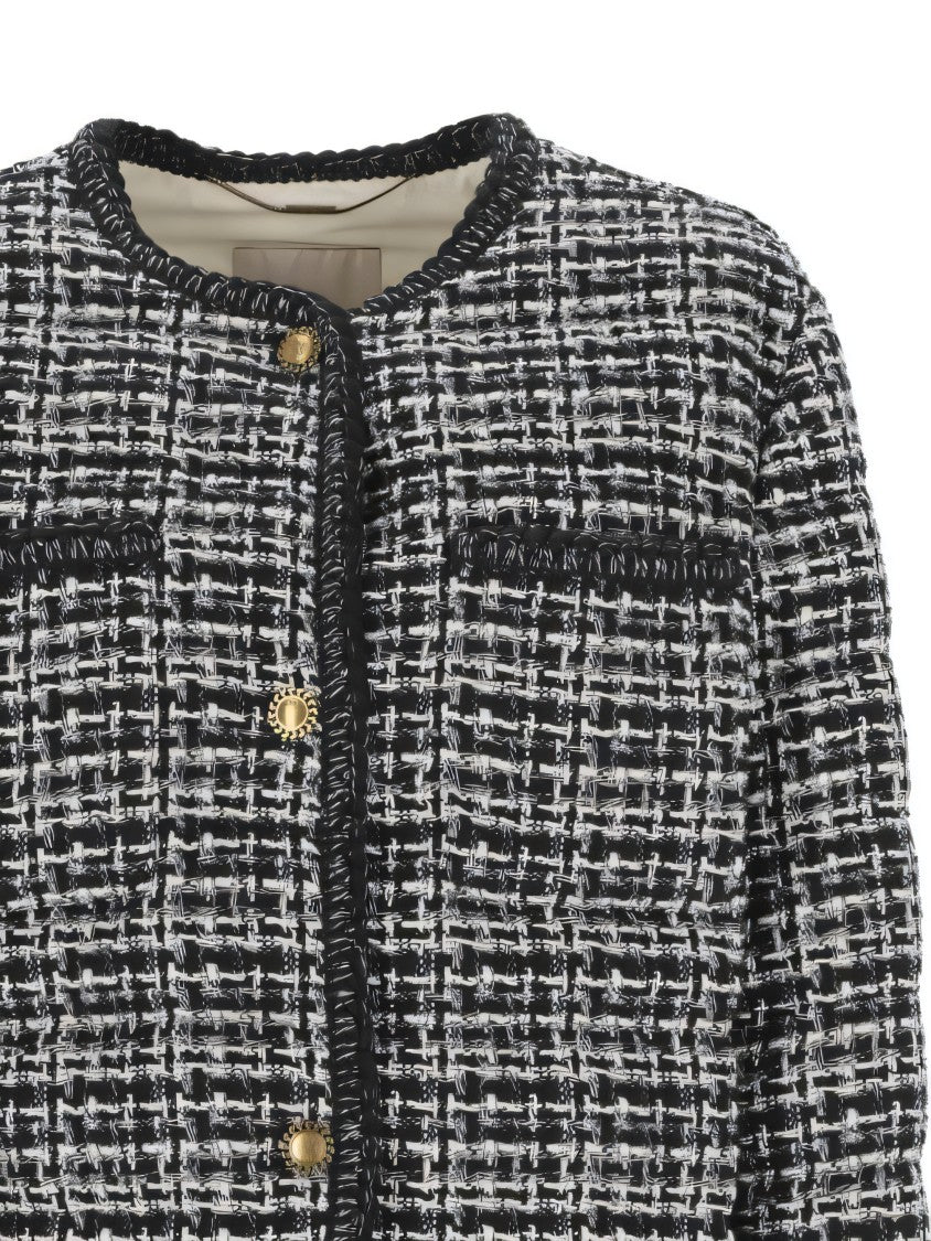 Cropped Black/White Textured TweedJacket