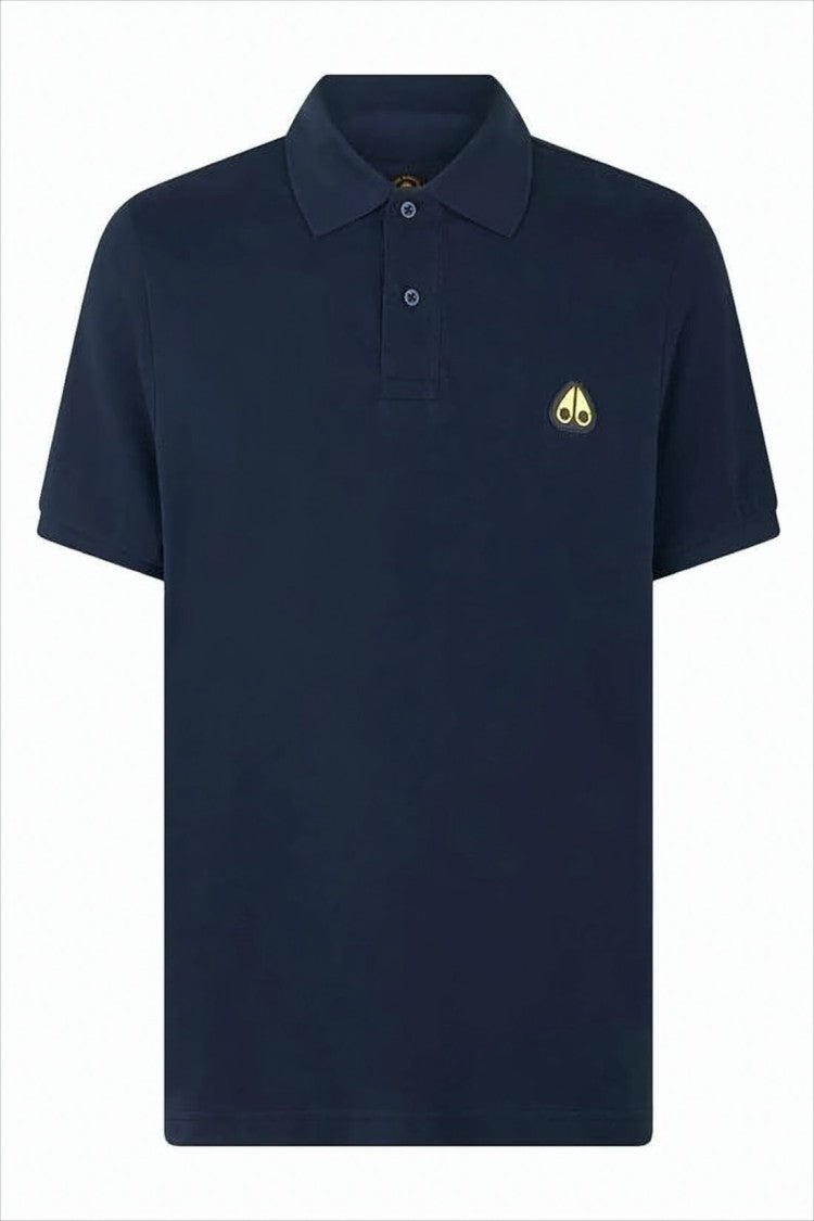 Blue Short-Sleeve Polo Shirt with Traditional Collar