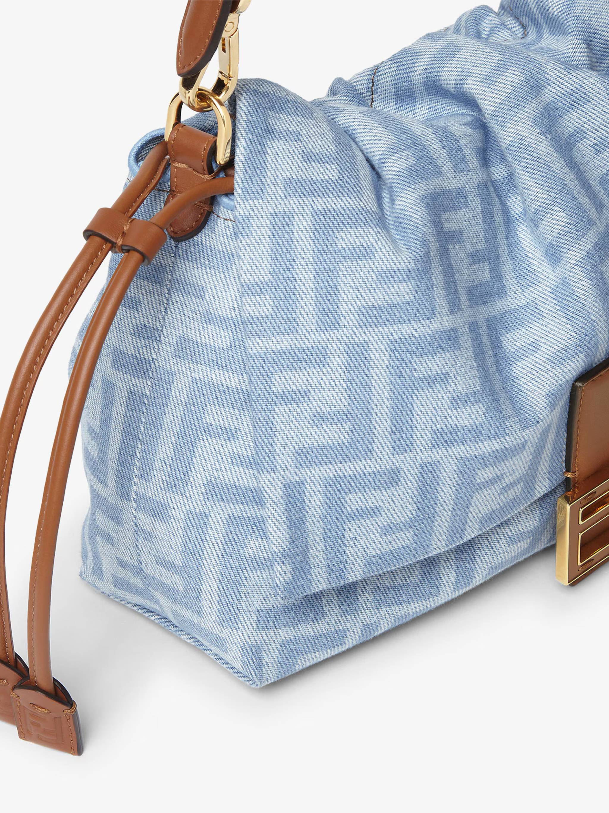 Soft Slouchy Baguette Bag with Monogram Pattern and Gold-tone Clasp
