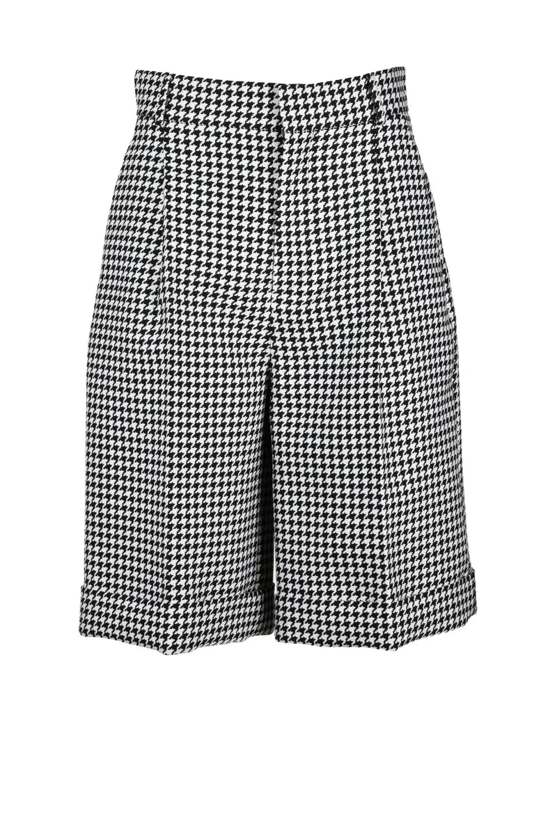 High Waist Bermuda Virgin Wool Elastane - White/Black