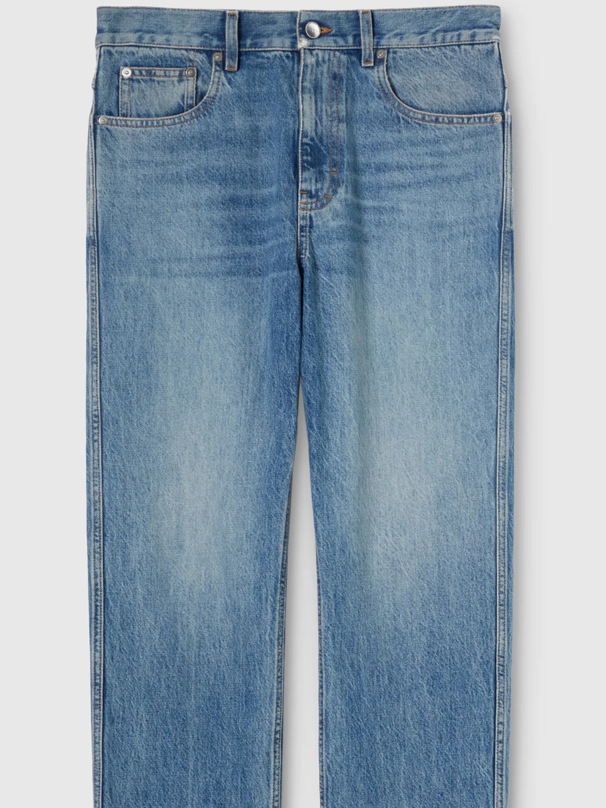 Blue Washed Tapered-Fit Cigarette Jeans
