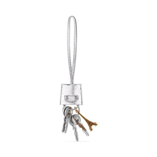 Brass And Lambskin Keyring With Eiffel Tower Charm