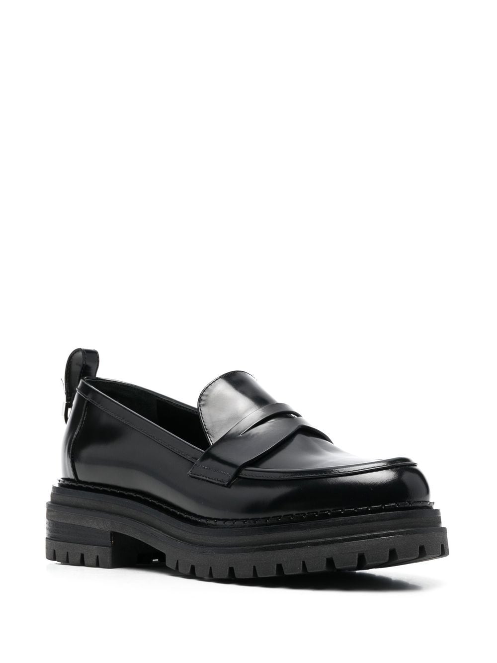 Jet Black Leather Slip-On Flats