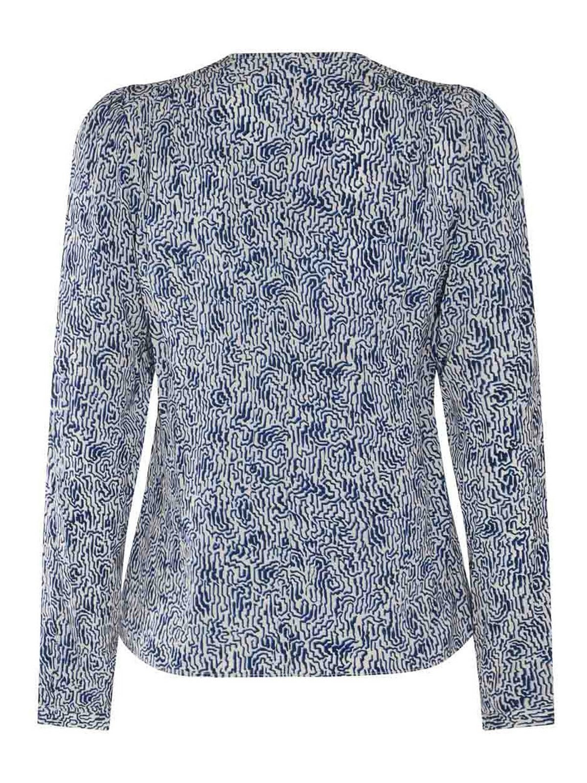 Long-Sleeved Fitted Blouse with Abstract Pattern
