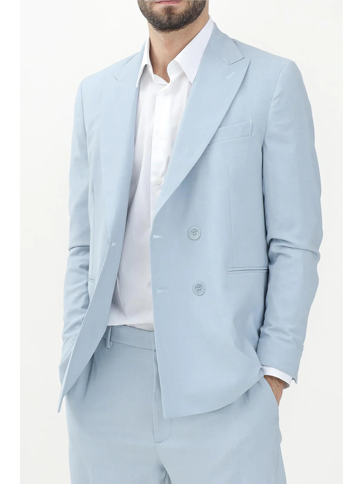 Light Blue Polyester Viscose Elastane Jacket