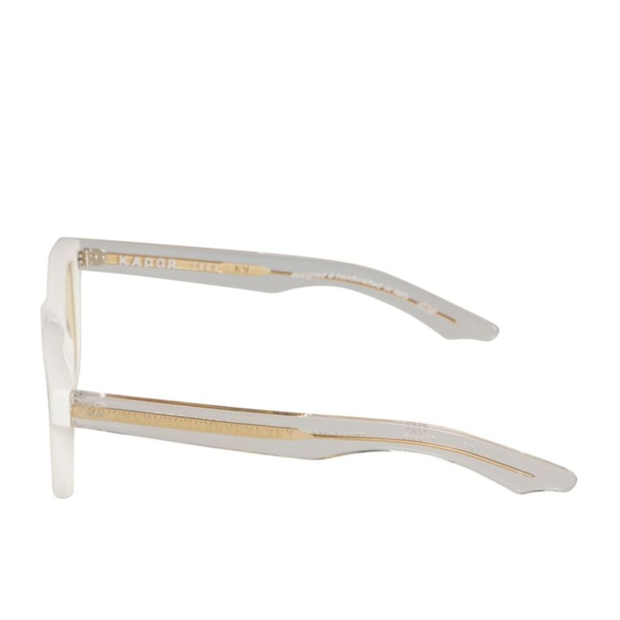 Voyager 23 Translucent White Rectangular Sunglasses with Gold Accents