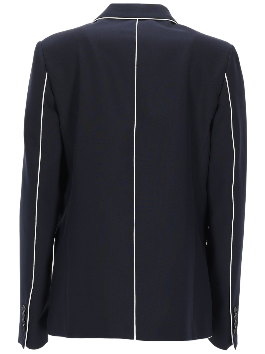 Tailored Navy Blazer with Contrasting White Piping