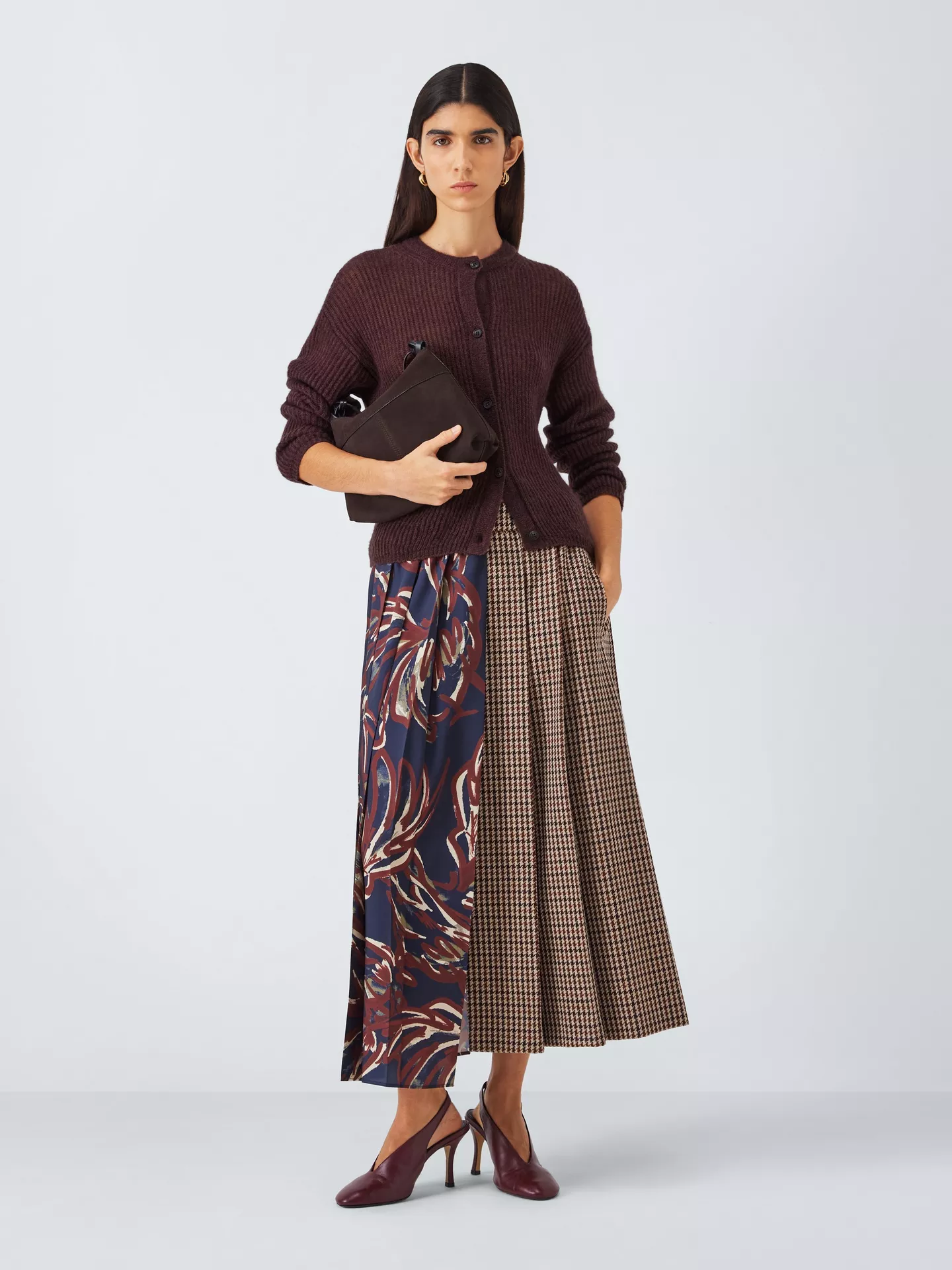 Medium Length Burgundy Cardigan