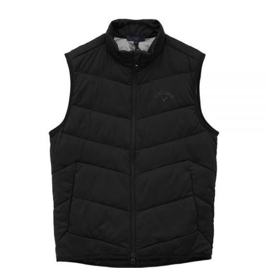 Quilted Black Vest With High Collar And Chevron Design