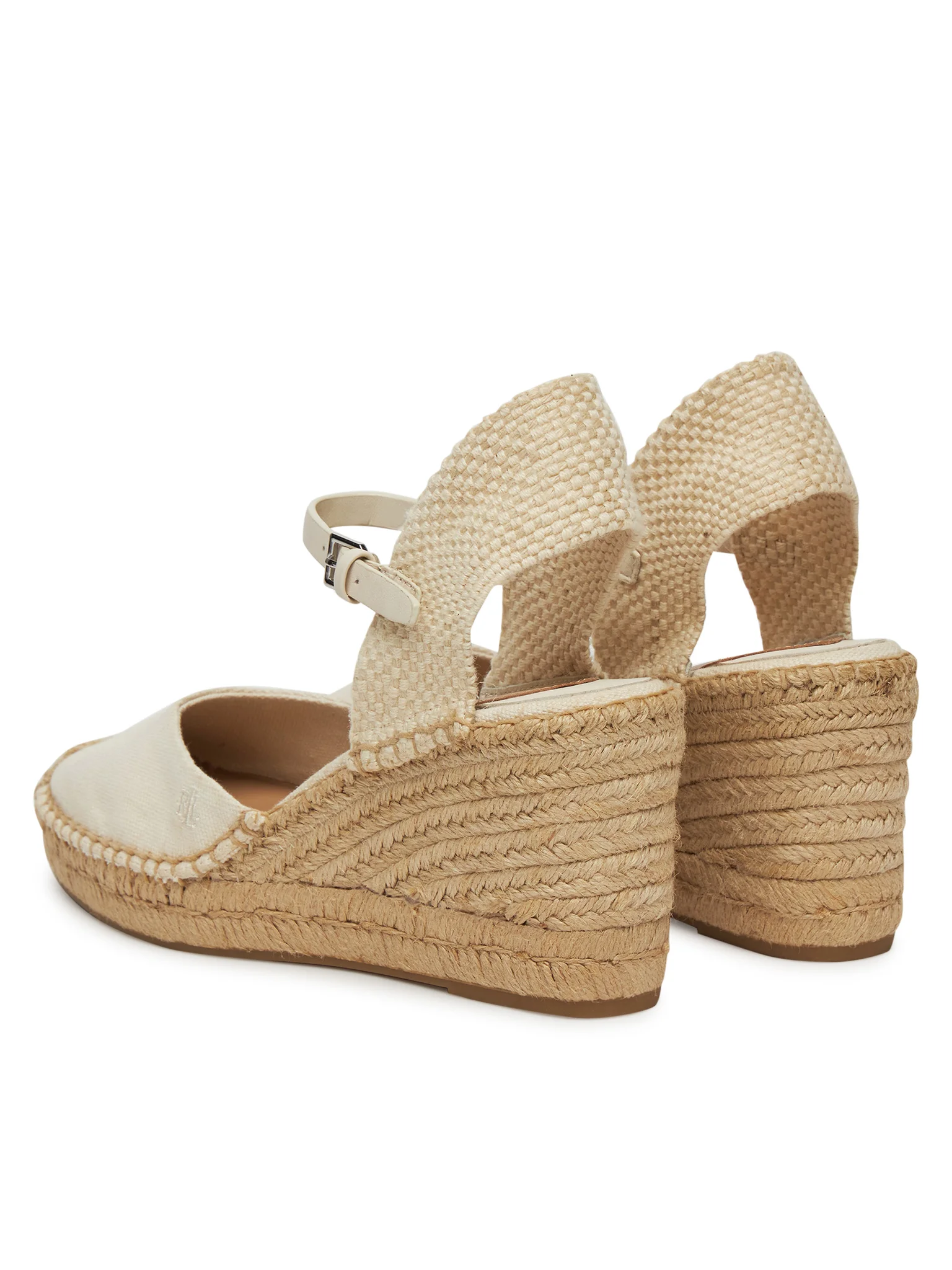 Woven Detailing Closed-Toe Wedge Espadrilles with Jute-Wrapped Platform