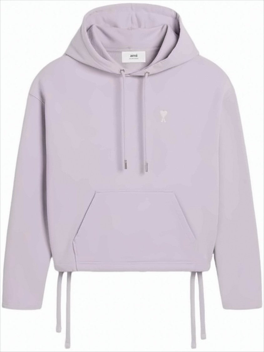 Cropped Lilac Hoodie with Drawstring and Adjustable Ties