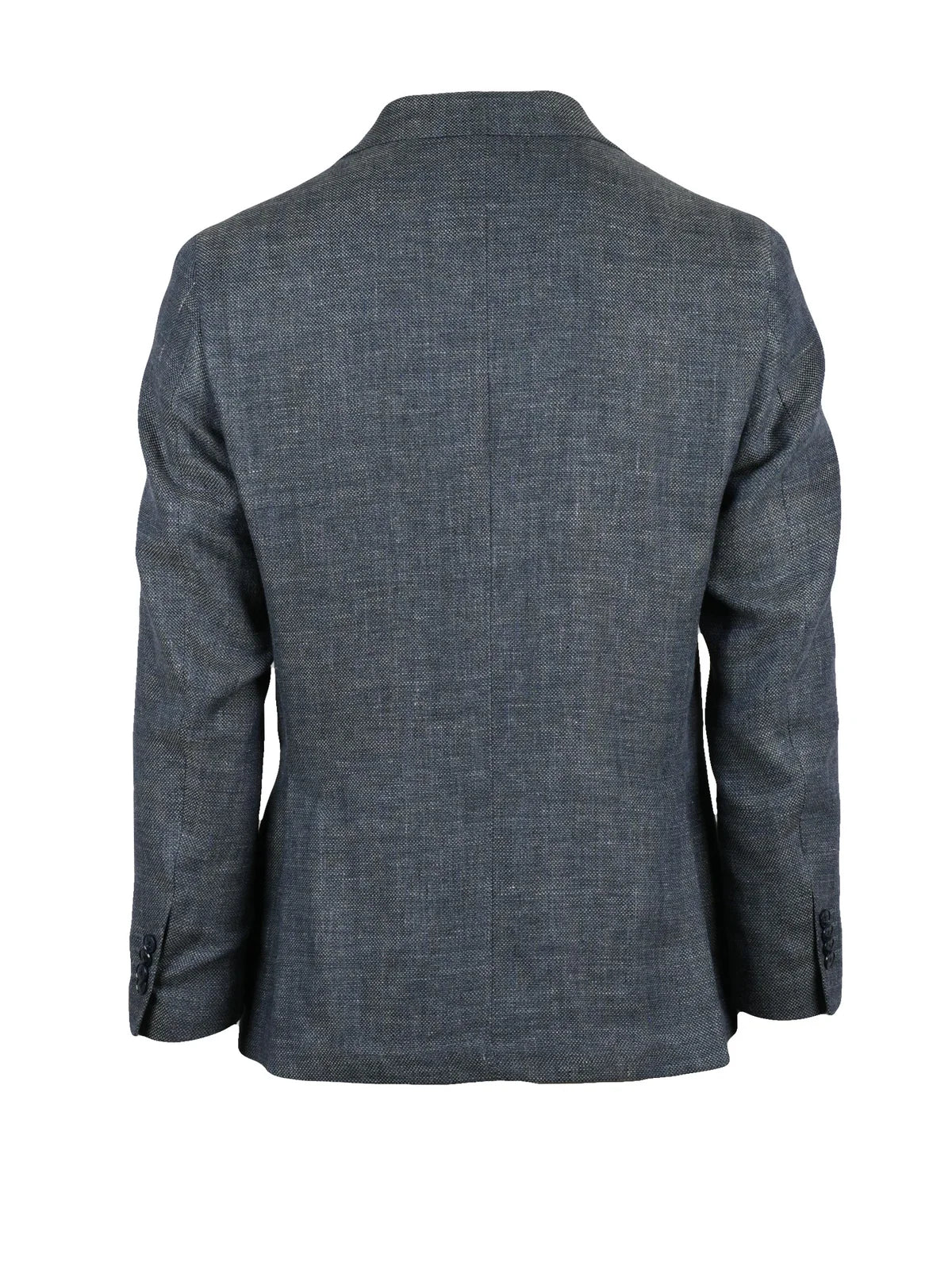 Grey Linen Virgin Wool Fitted Jacket