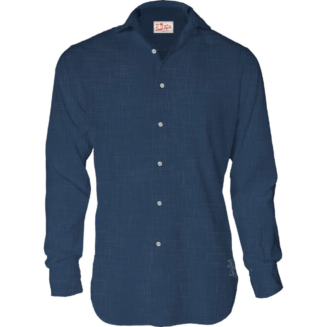 Navy Blue Pamplona Linen Shirt