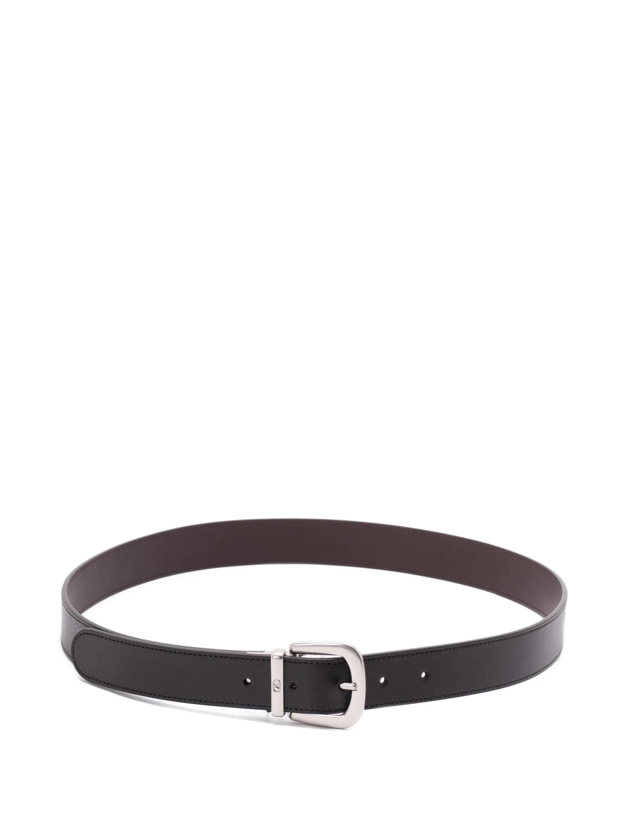 Black Minimalist Smooth Leather Buckle Belt