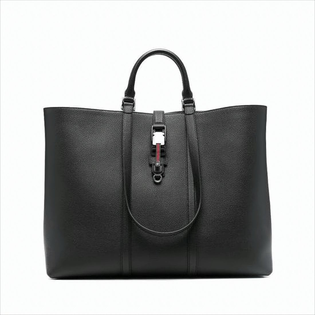 Textured Leather Tote Bag with Dual Handles