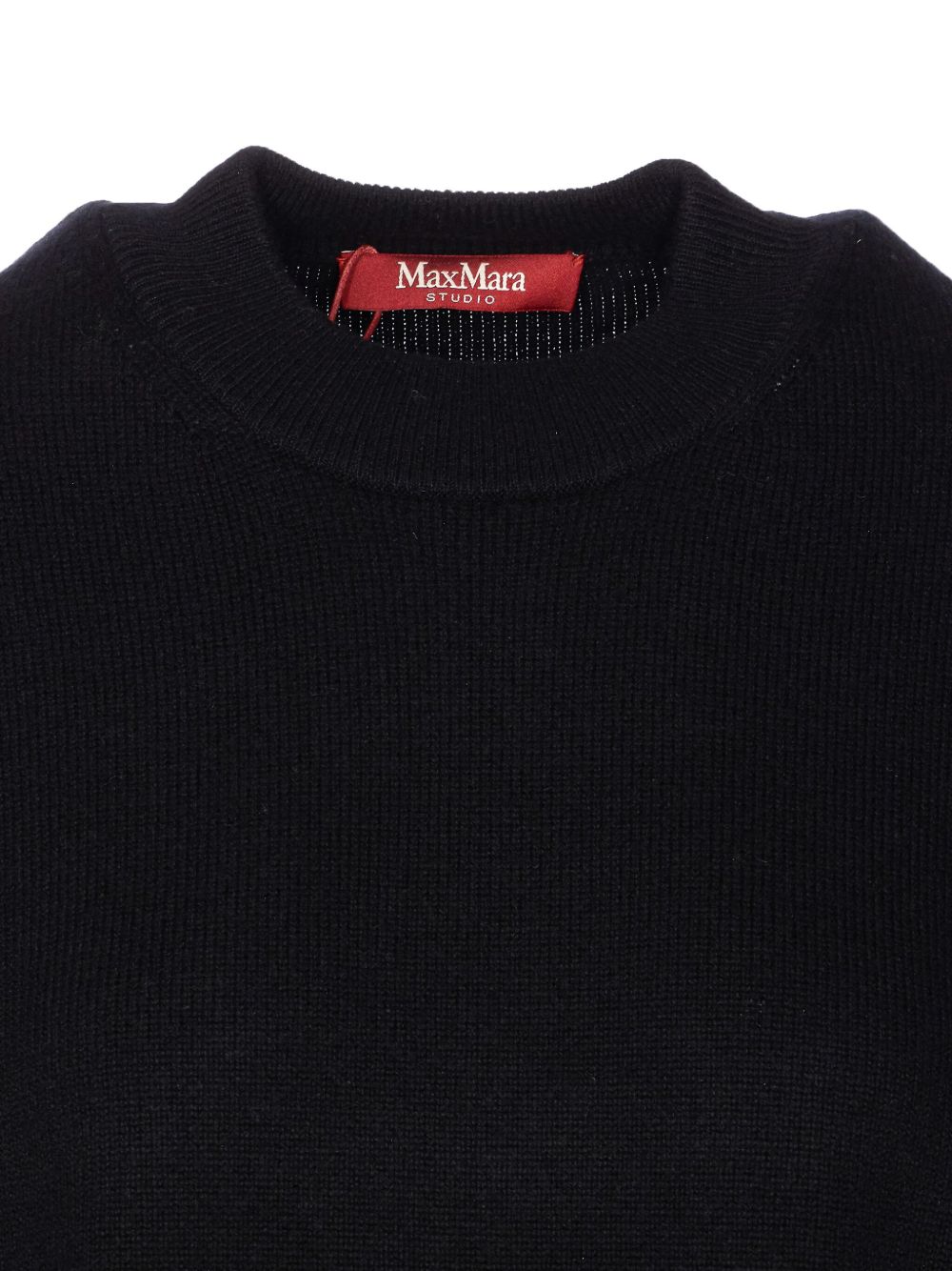 Relaxed Fit Black Knit Crewneck Sweater In Wool-Cashmere Blend