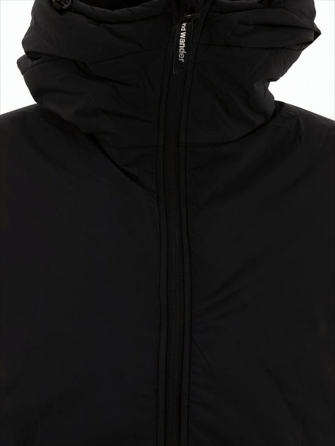 Two-Tone Black Padded Short Coat with High Collar